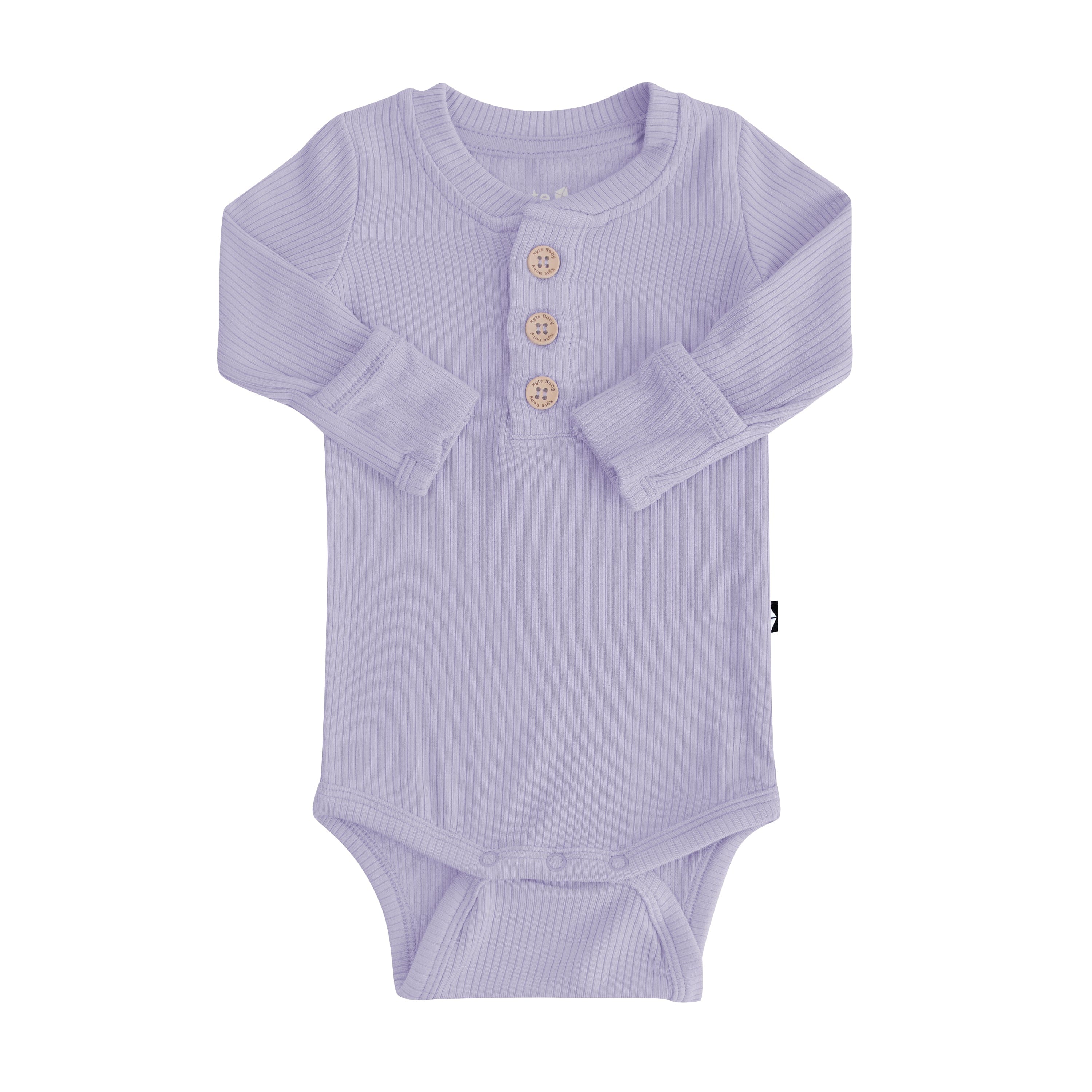 Kyte Baby Ribbed Long Sleeve Henley Bodysuit Ribbed Long Sleeve Henley Bodysuit in Taro