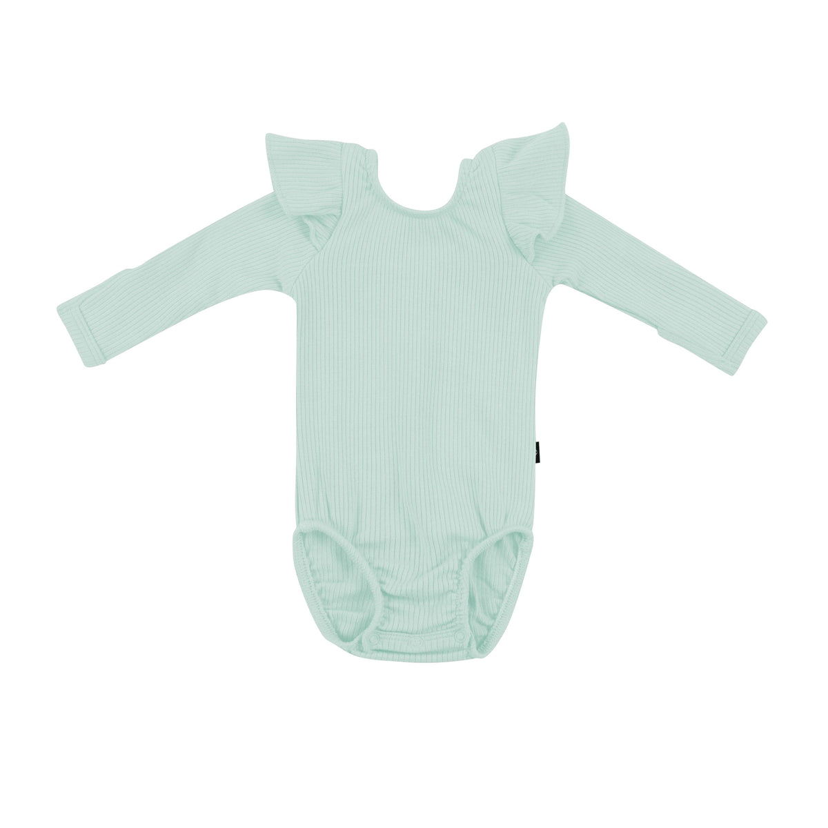 Kyte Baby Ribbed Long Sleeve Ruffle Bodysuit Ribbed Long Sleeve Ruffle Leotard in Sage