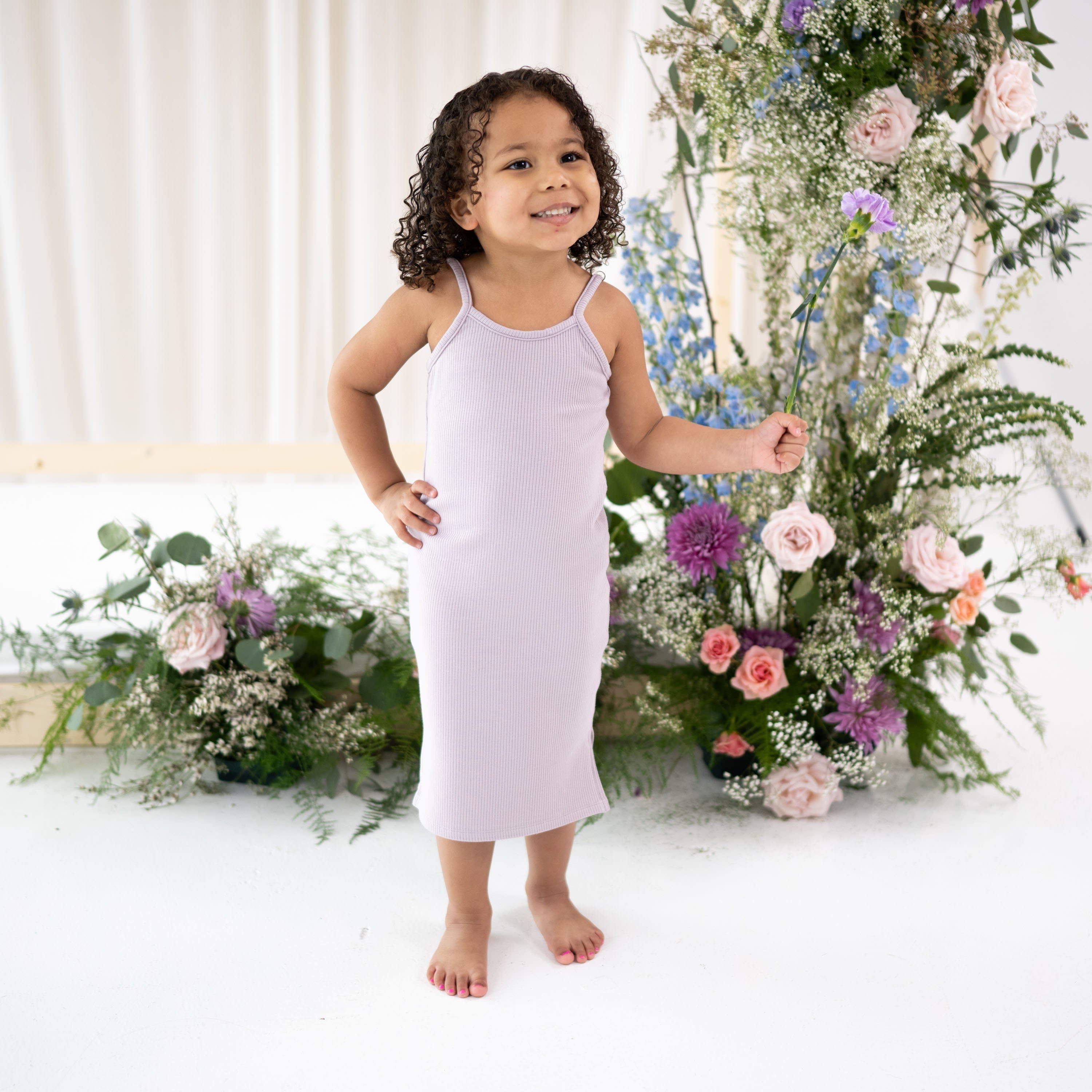 Kyte Baby Ribbed Toddler Cami Dress Ribbed Toddler Cami Dress in Wisteria