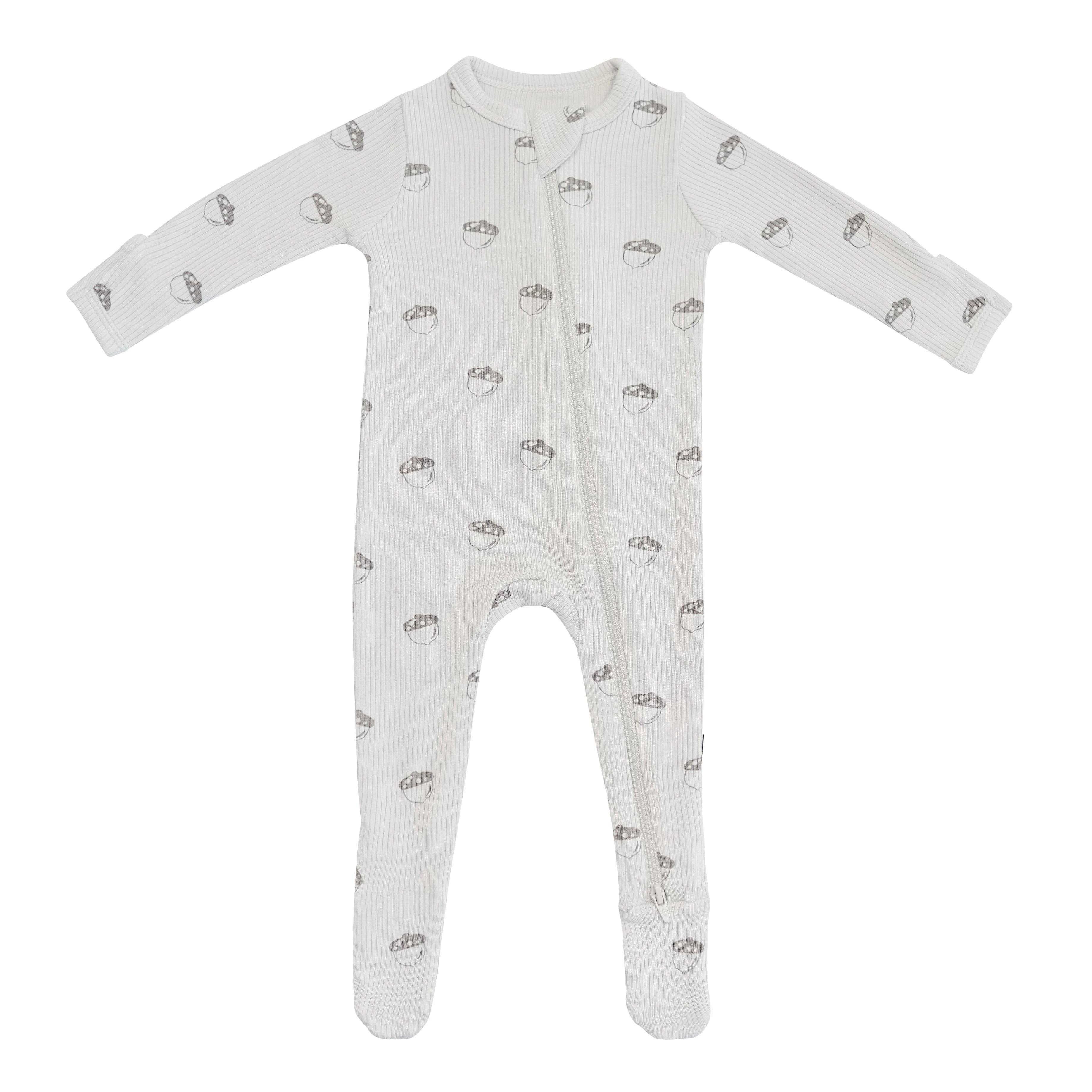 Kyte Baby Ribbed Zipper Footie Ribbed Zipper Footie in Acorn