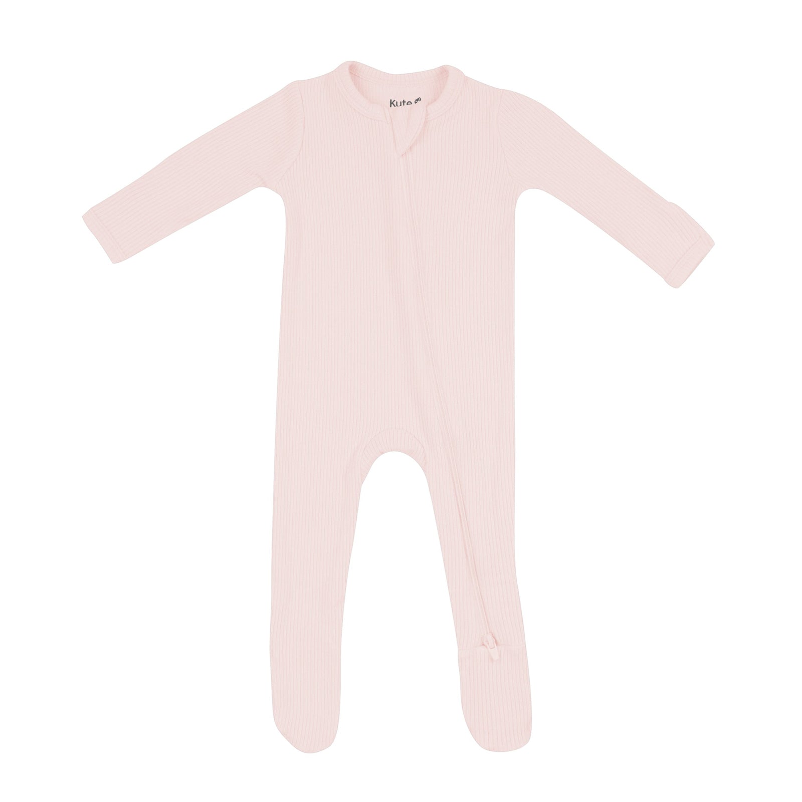 FARM TOILE PINK RIBBED ZIPPER FOOTIE