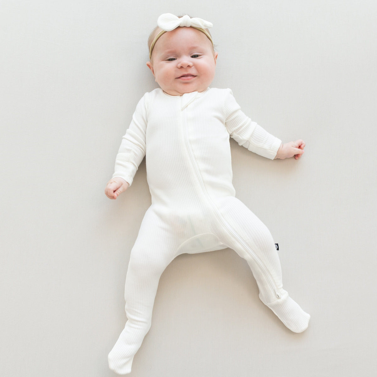 Ribbed Zipper Footie in Cloud Footie Pajamas Kyte Baby