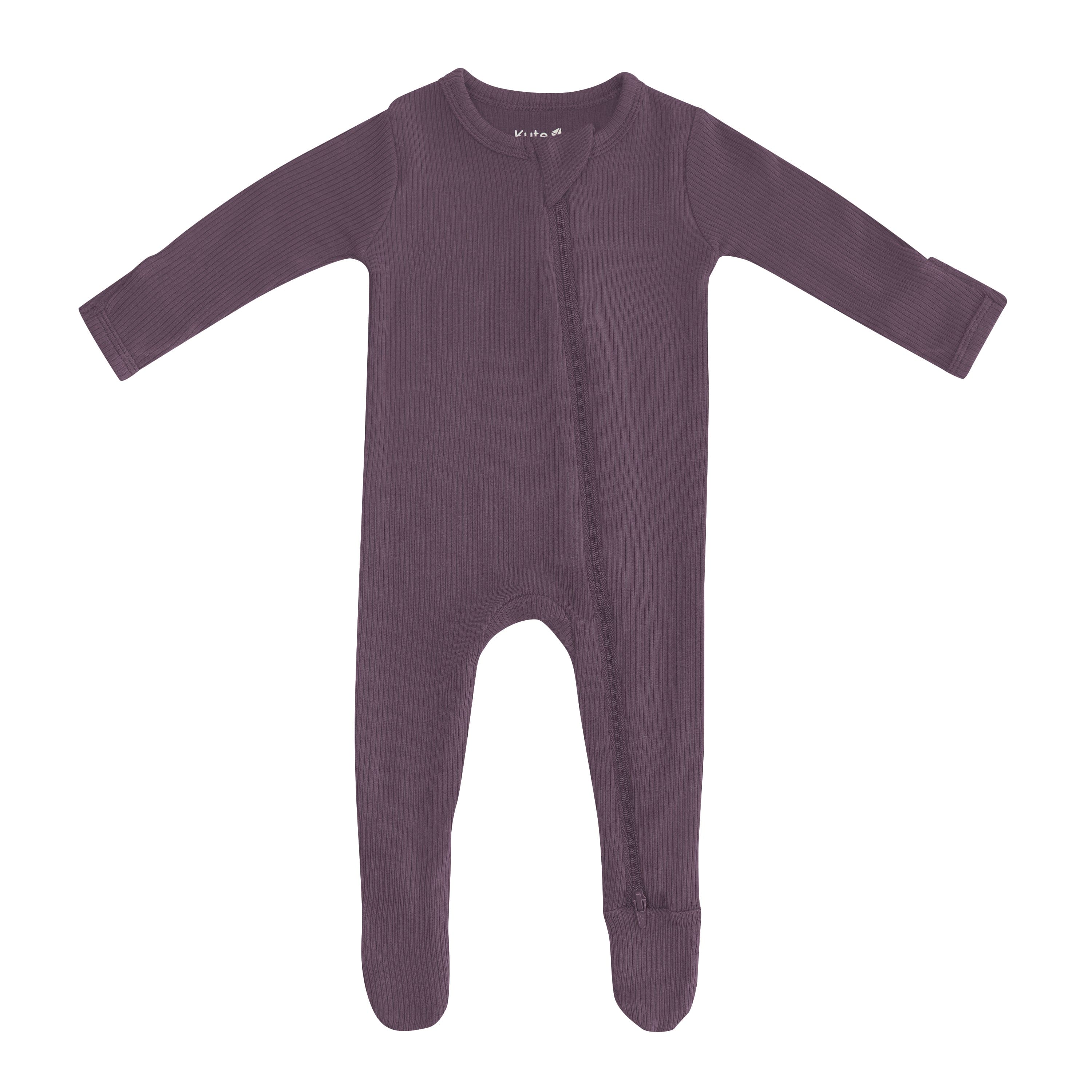 Kyte Baby Ribbed Zipper Footie Ribbed Zipper Footie in Currant