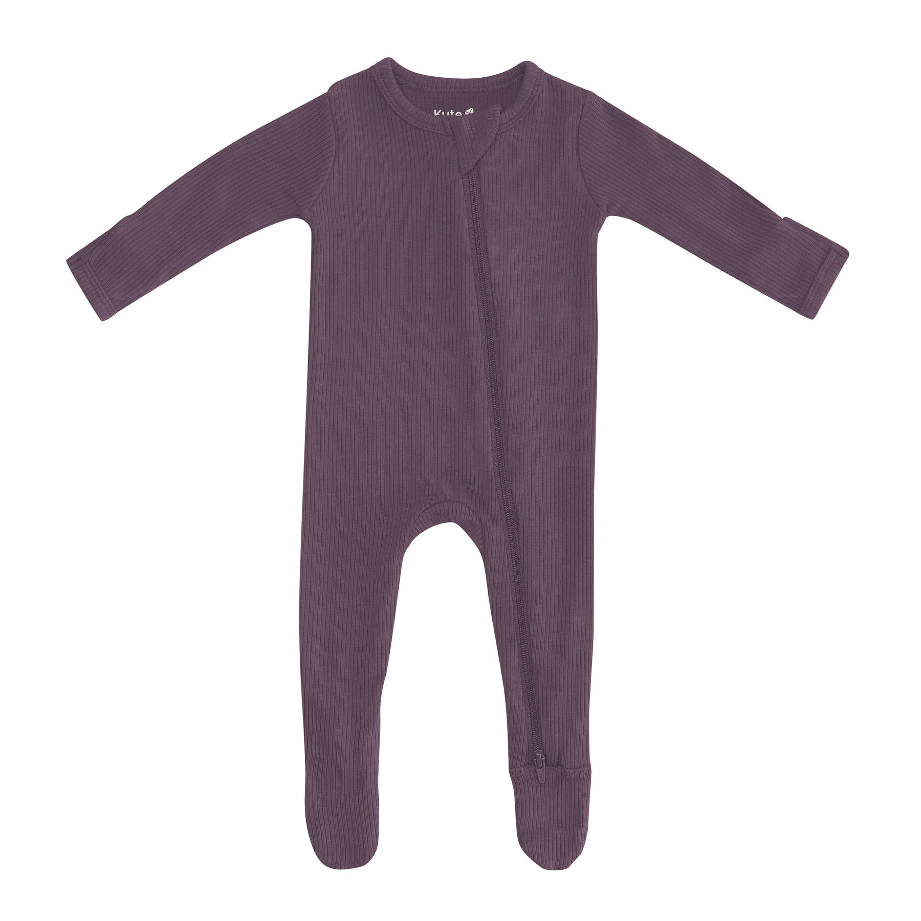 Kyte Baby Ribbed Zipper Footie Ribbed Zipper Footie in Currant