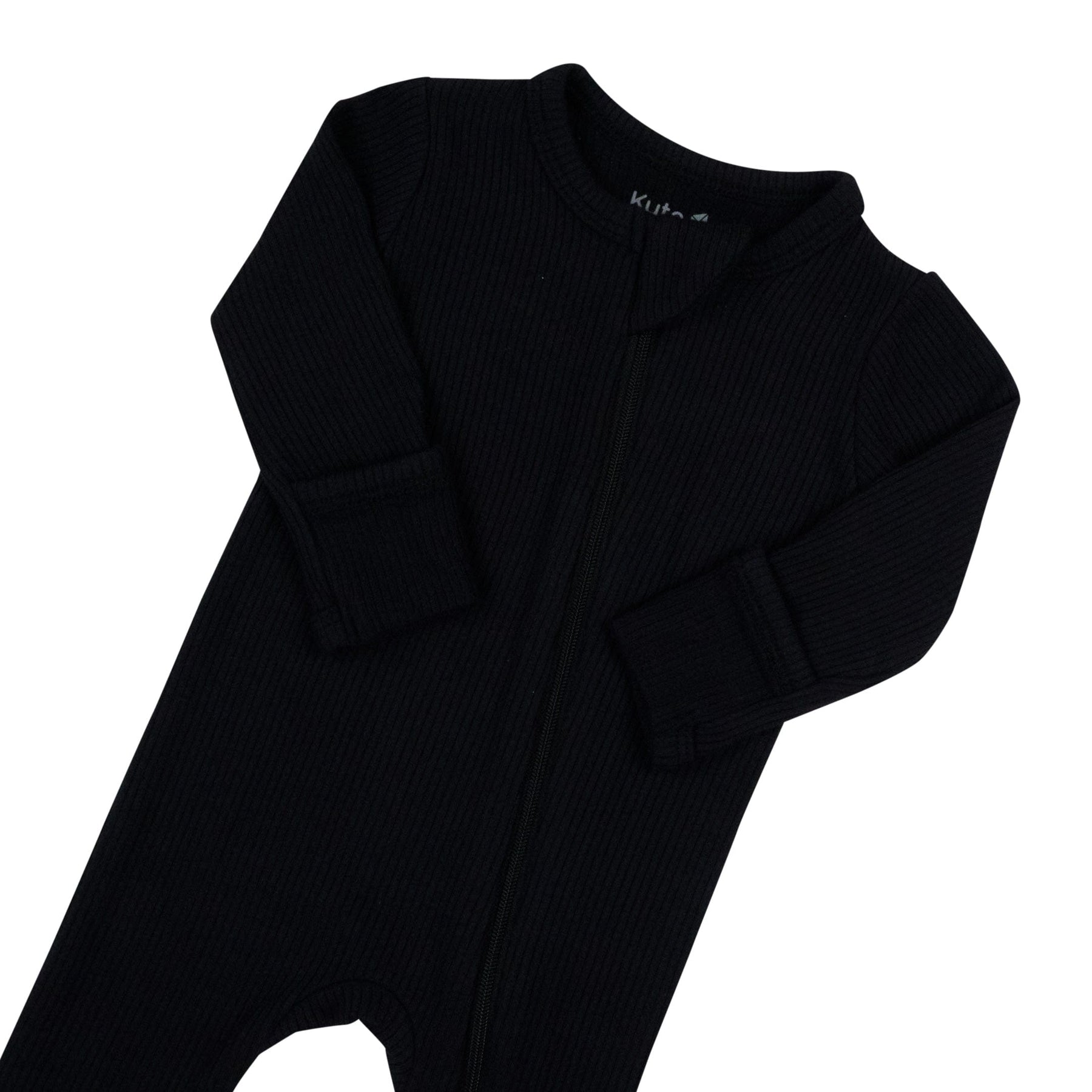 Zipper garage on Kyte Baby Ribbed Zippered Footie in  Midnight