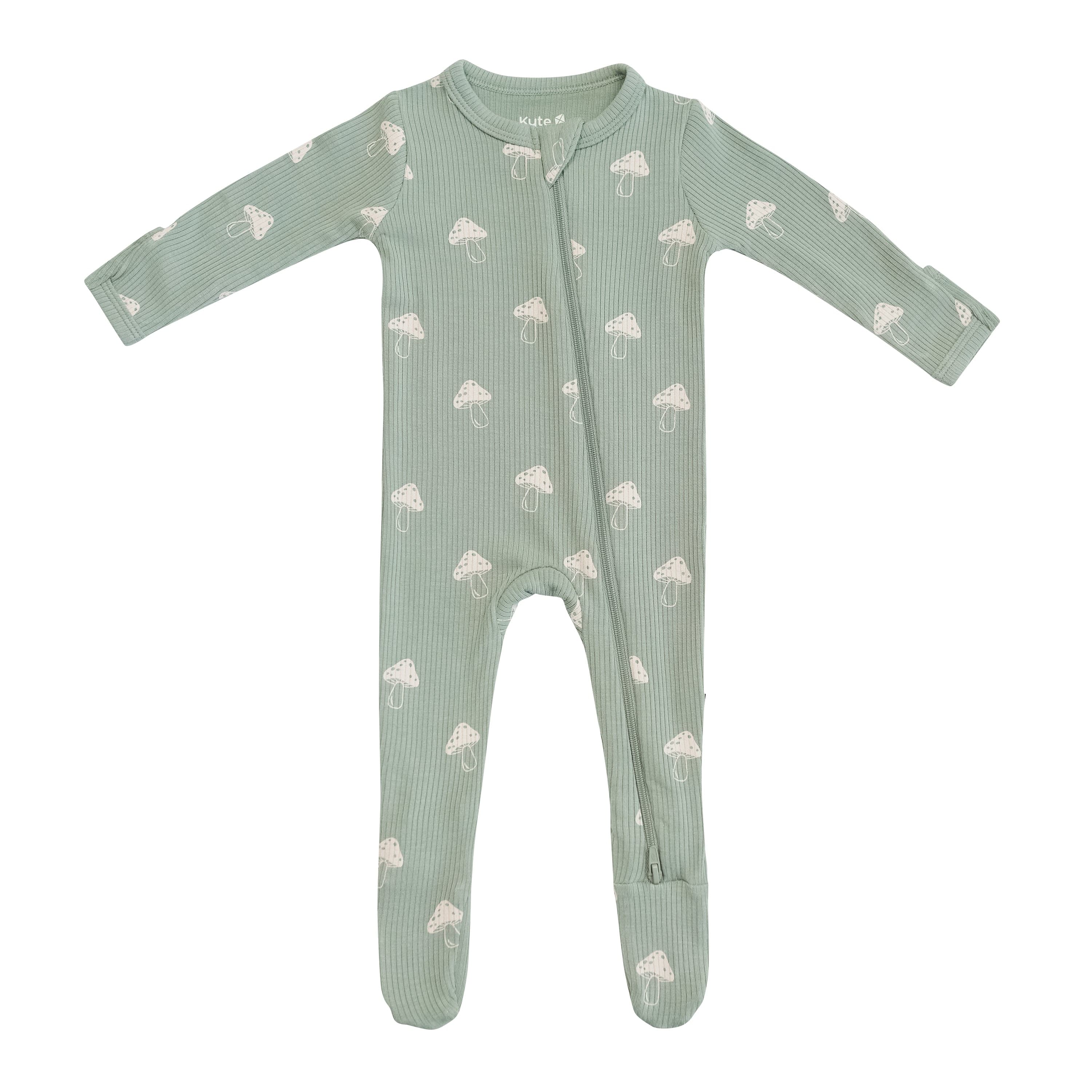 Kyte Baby Ribbed Zipper Footie Ribbed Zipper Footie in Mushroom