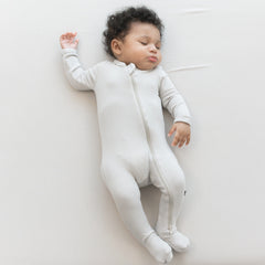 Kyte Baby Ribbed Zipper Footie Ribbed Zipper Footie in Oat