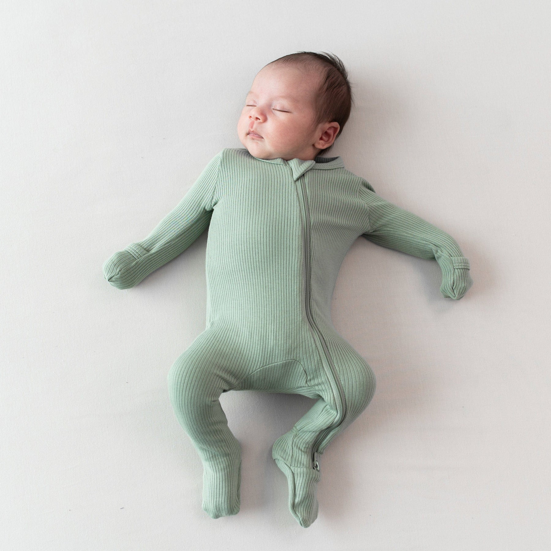 Kyte Baby Ribbed Zipper Footie Ribbed Zipper Footie in Thyme