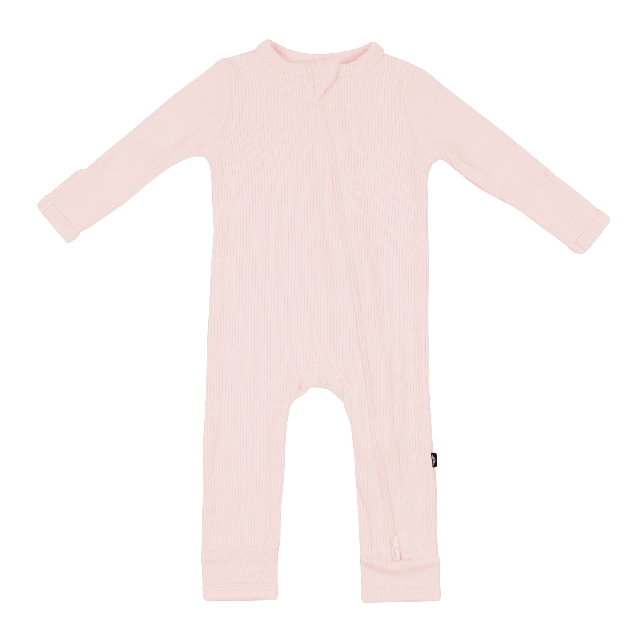 Kyte Baby Ribbed Zippered Romper in Blush