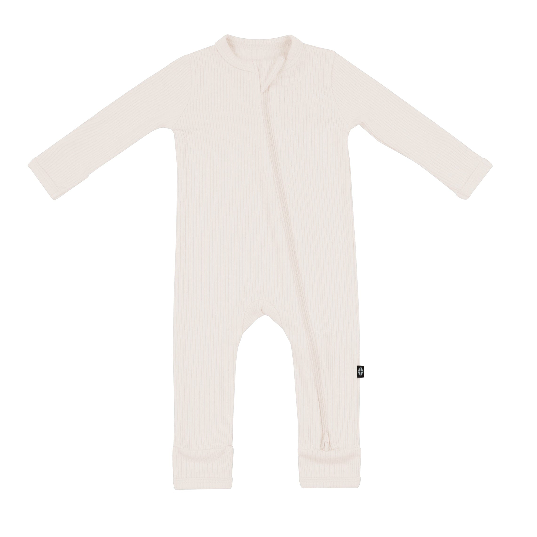 Kyte Baby Ribbed Zippered Romper in Oat