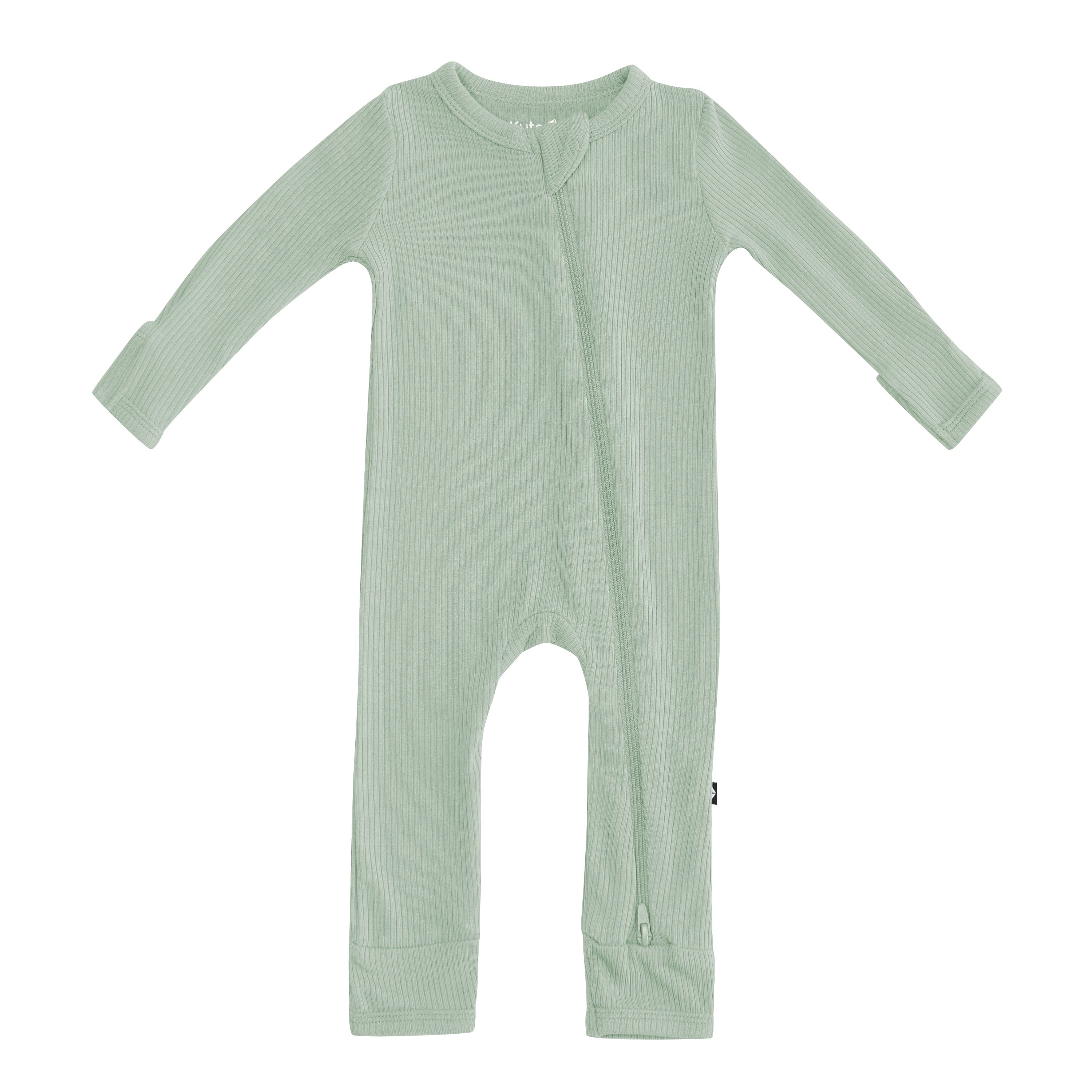 Kyte Baby Ribbed Zipper Romper Ribbed Zipper Romper in Thyme