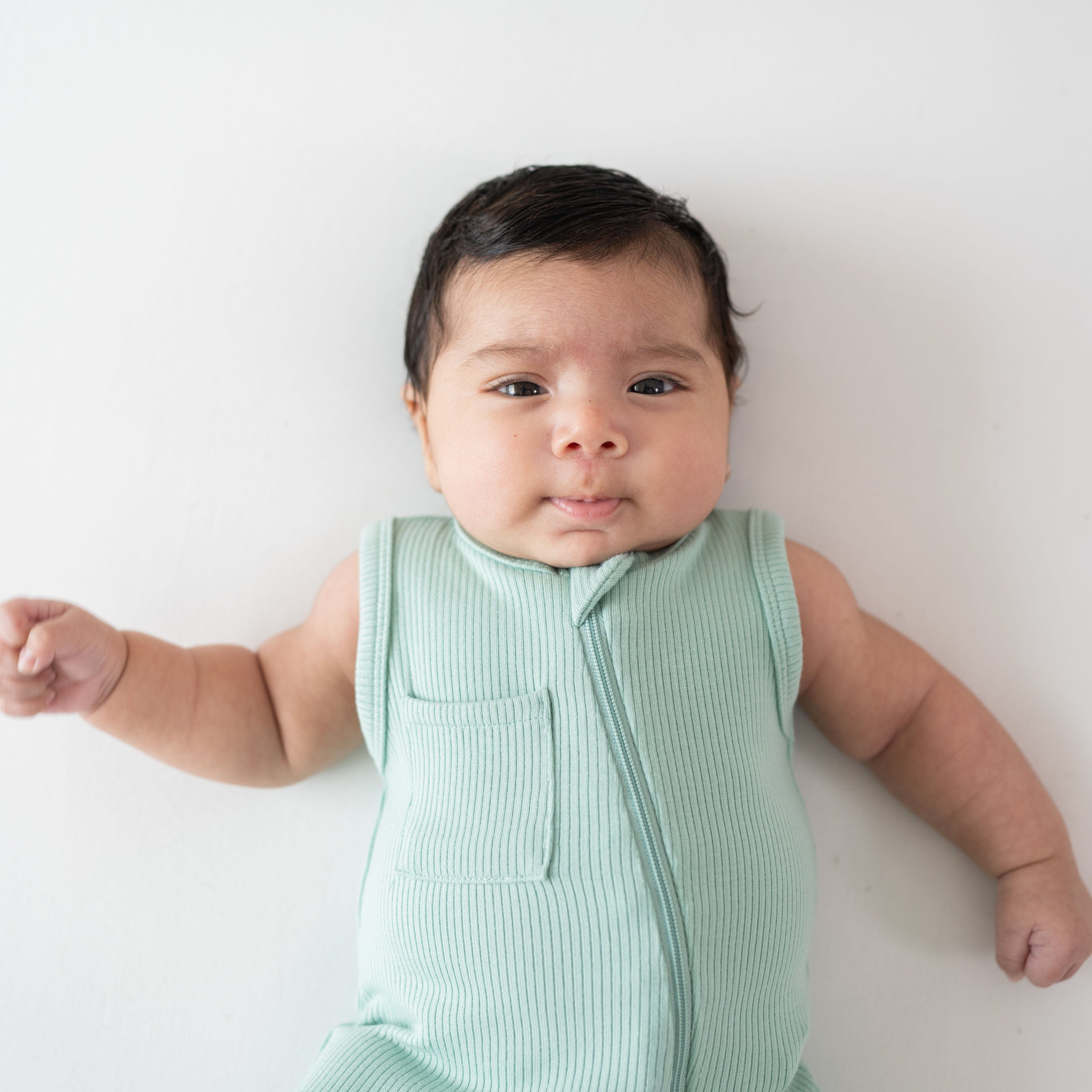 Ribbed Zippered Sleeveless Romper in Wasabi