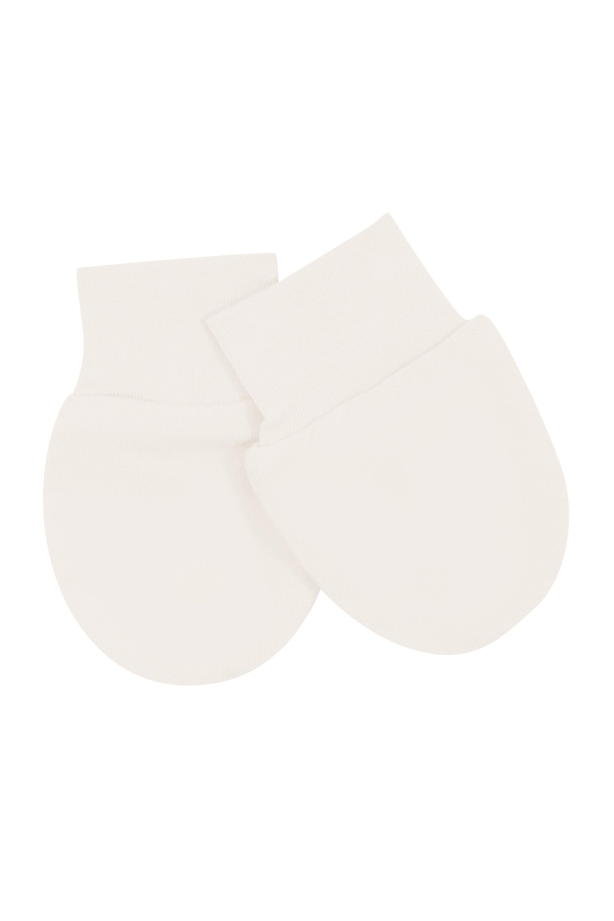 Flat lay of Kyte Baby Infant Scratch Mittens in Oat