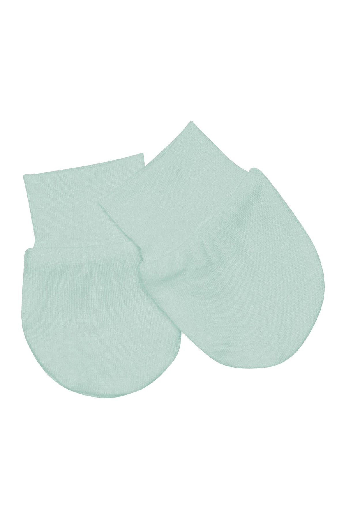 Flat lay of Kyte Baby Scratch Mittens in Sage 