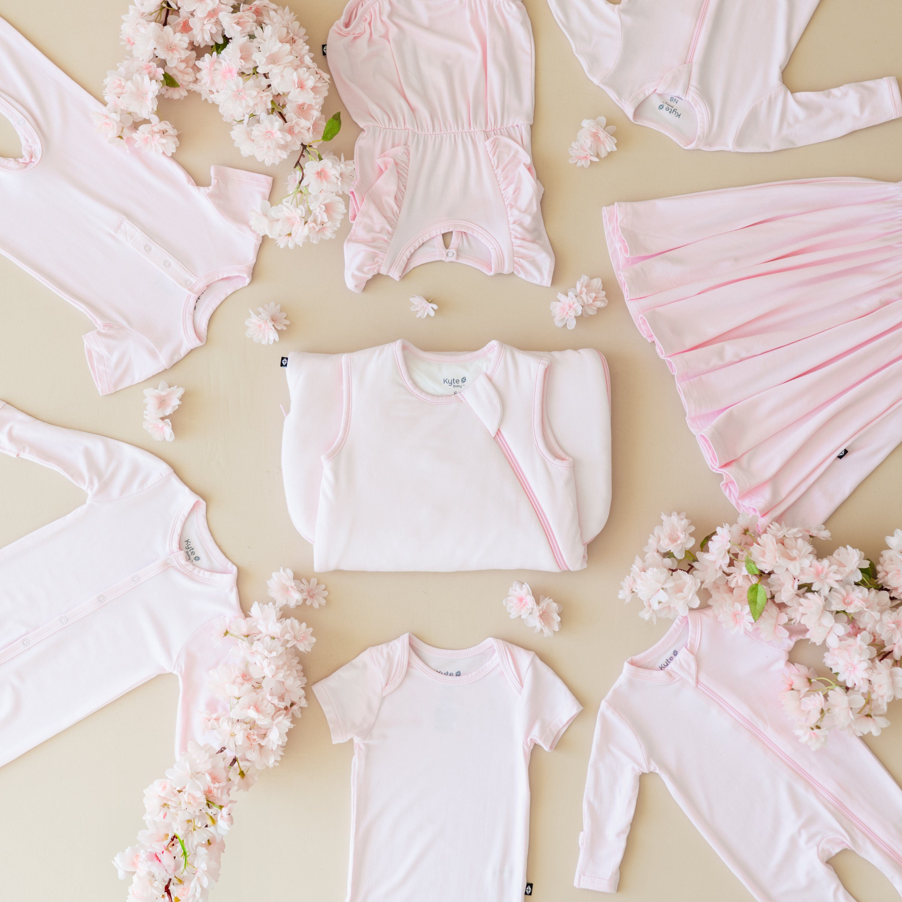 Kyte Baby bamboo clothing and sleepwear in Sakura pink