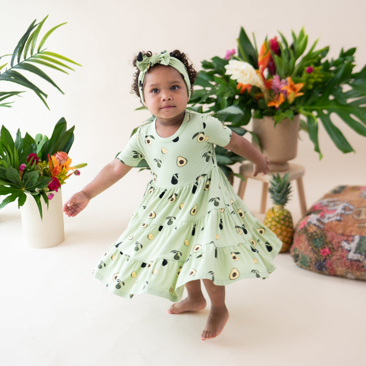 Kyte Baby Short Sleeve Tiered Dress Short Sleeve Tiered Dress in Avocado