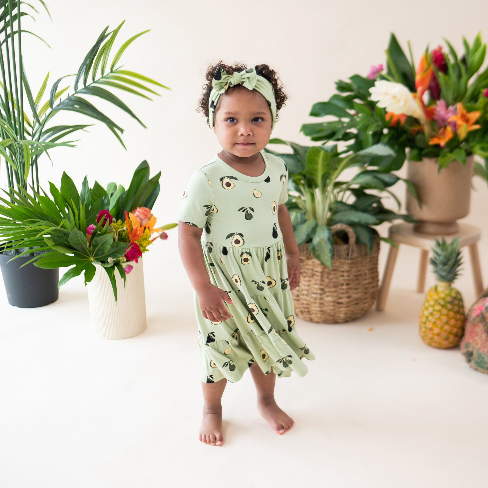 Kyte Baby Short Sleeve Tiered Dress Short Sleeve Tiered Dress in Avocado