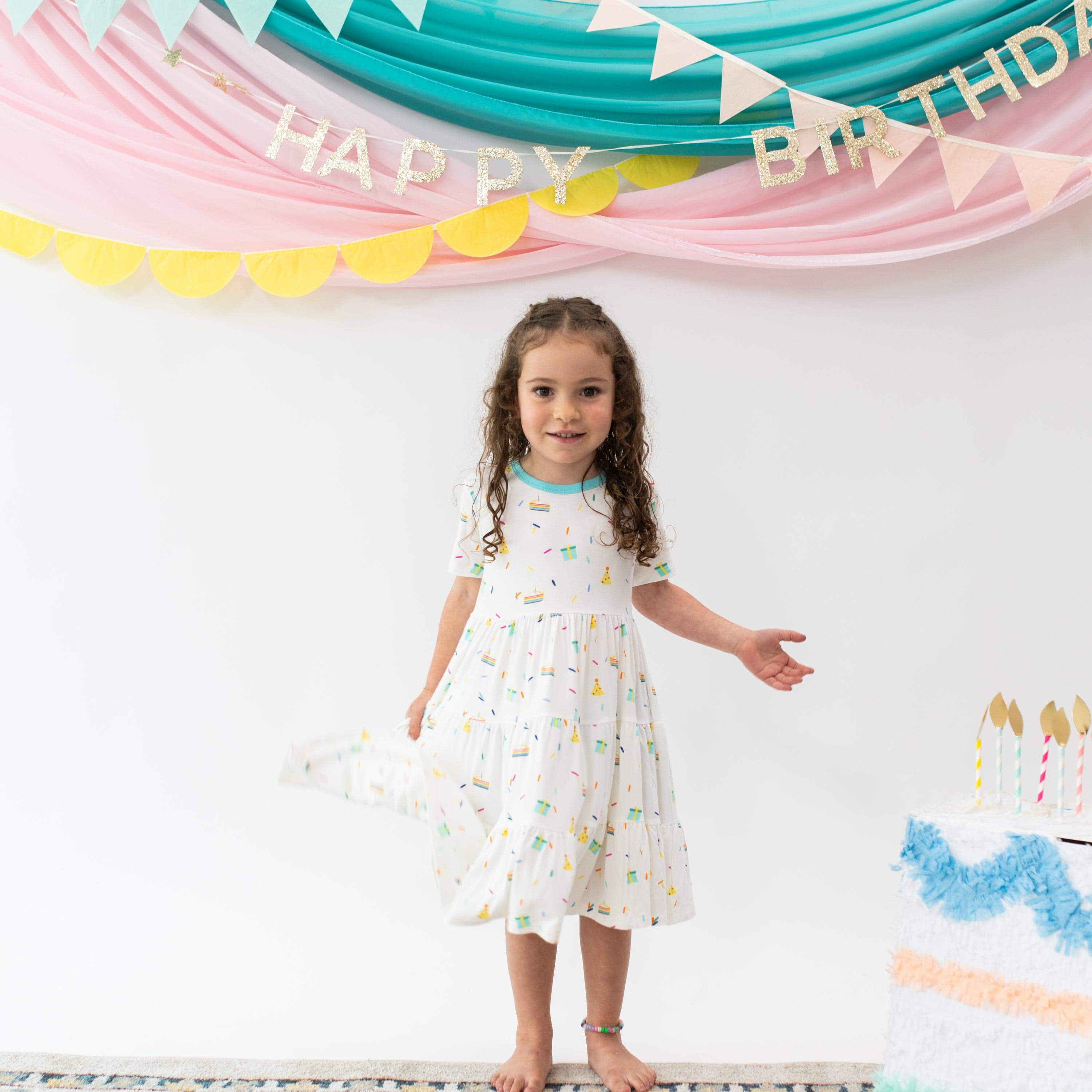 Kyte Baby Short Sleeve Tiered Dress Short Sleeve Tiered Dress in Cloud Party