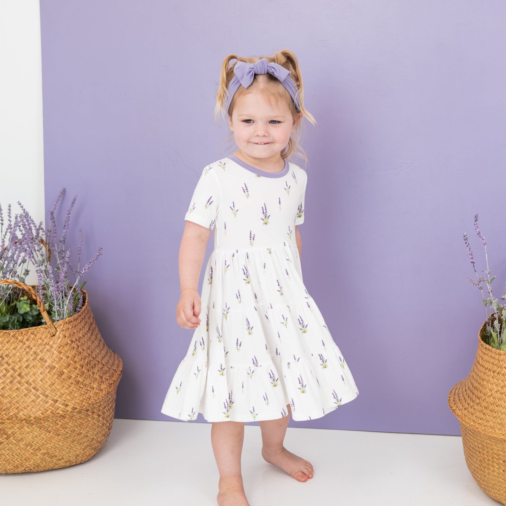 Kyte Baby Short Sleeve Tiered Dress Short Sleeve Tiered Dress in Lavender