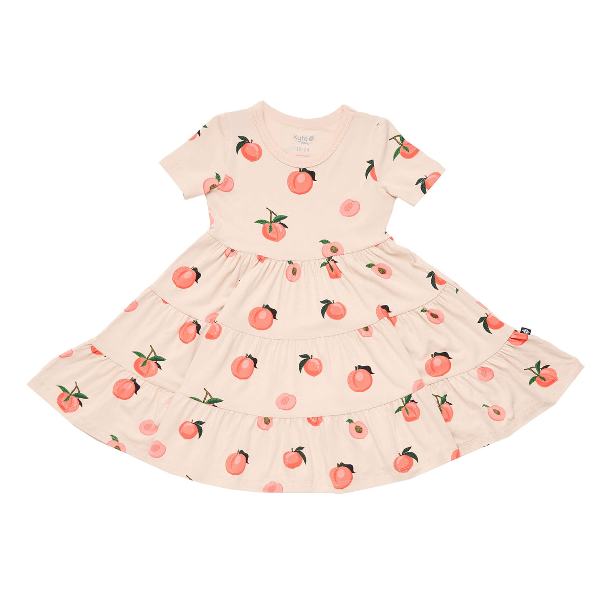 Kyte Baby Short Sleeve Tiered Dress in Peach