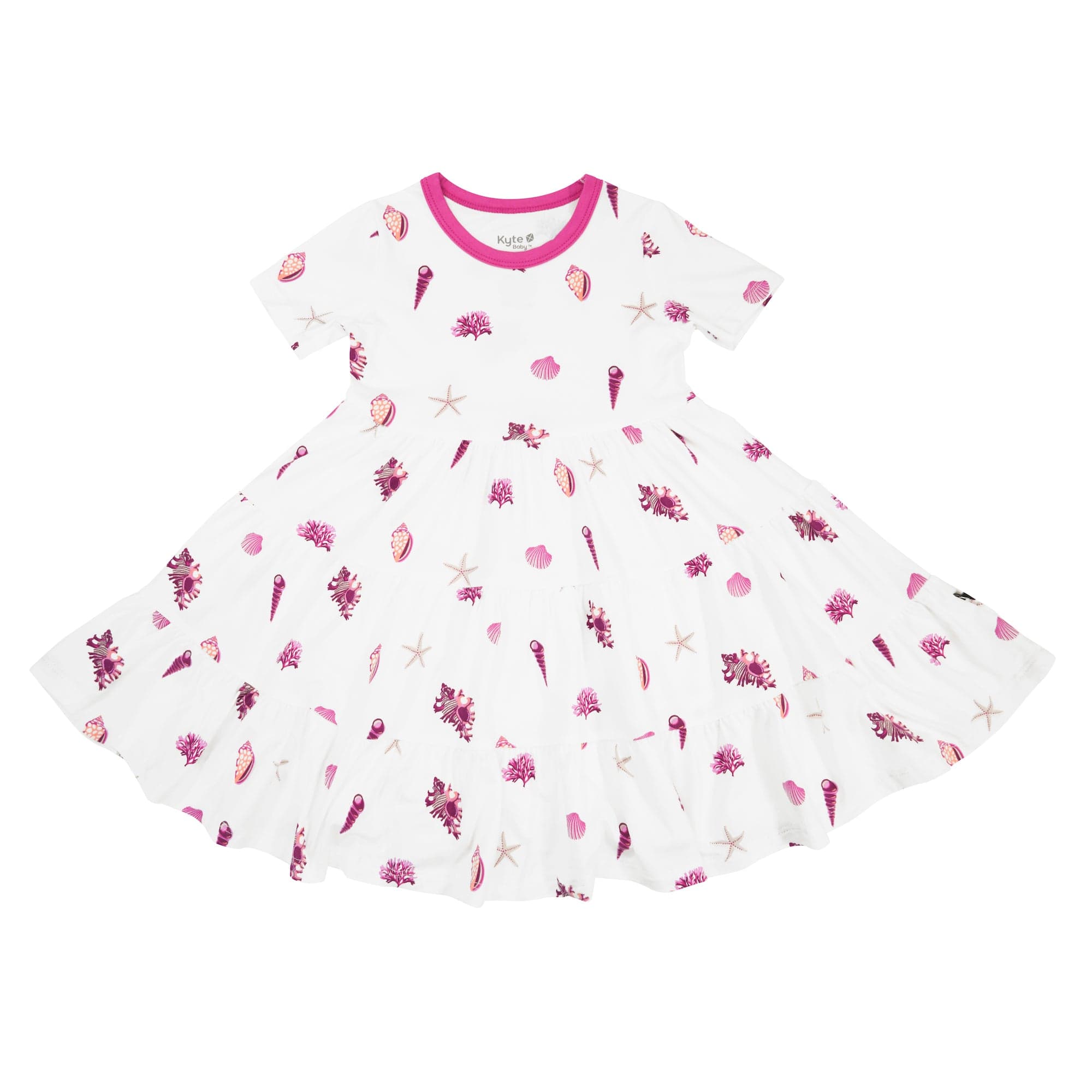 Kyte Baby Short Sleeve Tiered Dress Short Sleeve Tiered Dress in Raspberry Shell