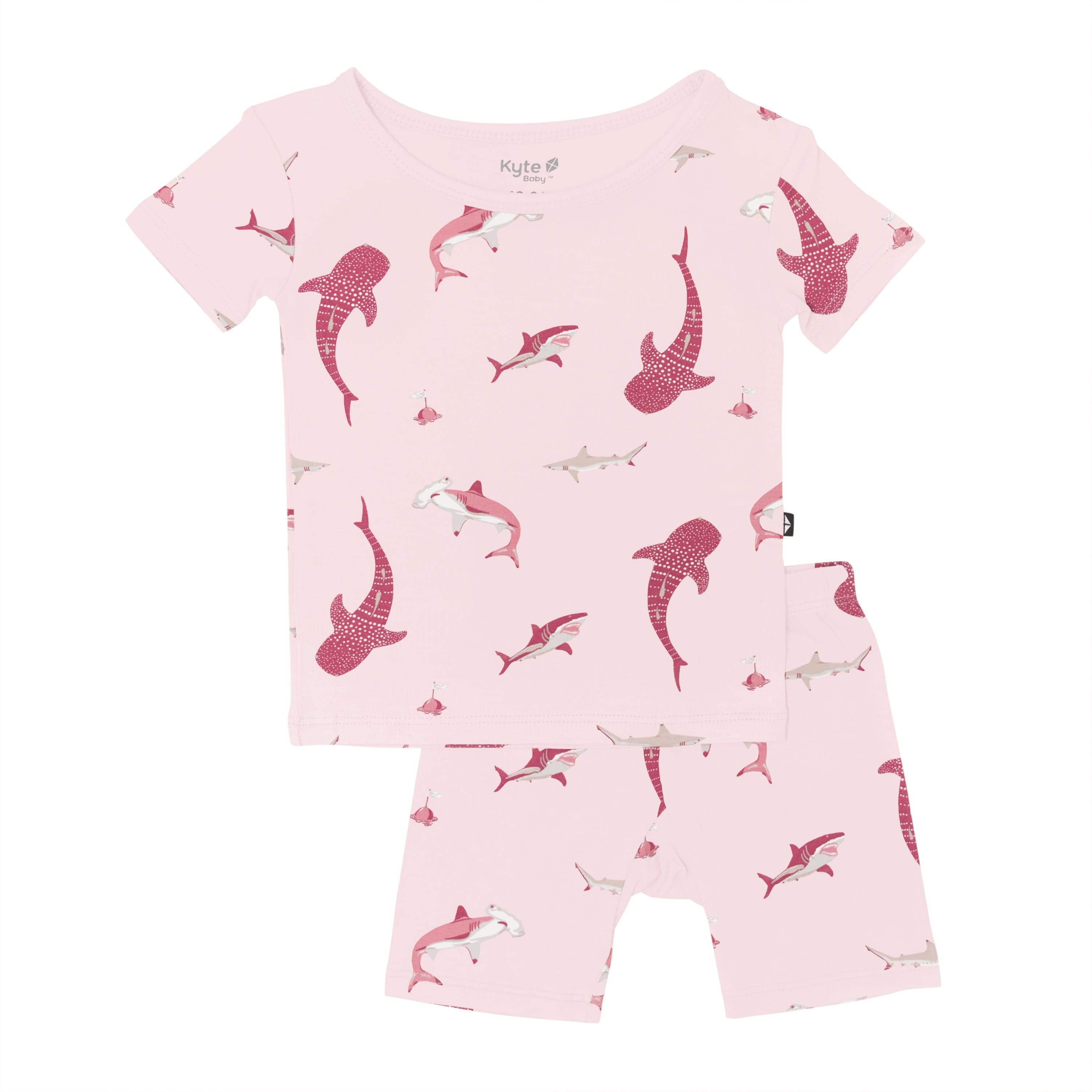 Kyte Baby Short Sleeve Toddler Pajama Set Short Sleeve Pajamas in Blush Shark