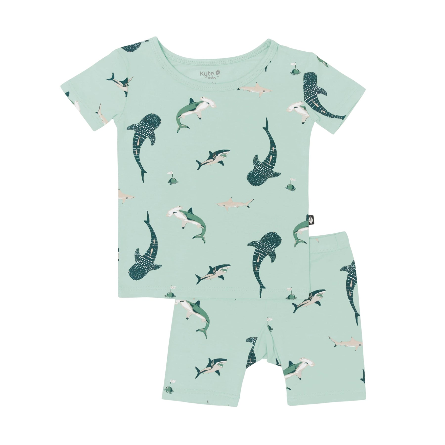 Kyte Baby Short Sleeve Toddler Pajama Set Short Sleeve Pajamas in Sage Shark