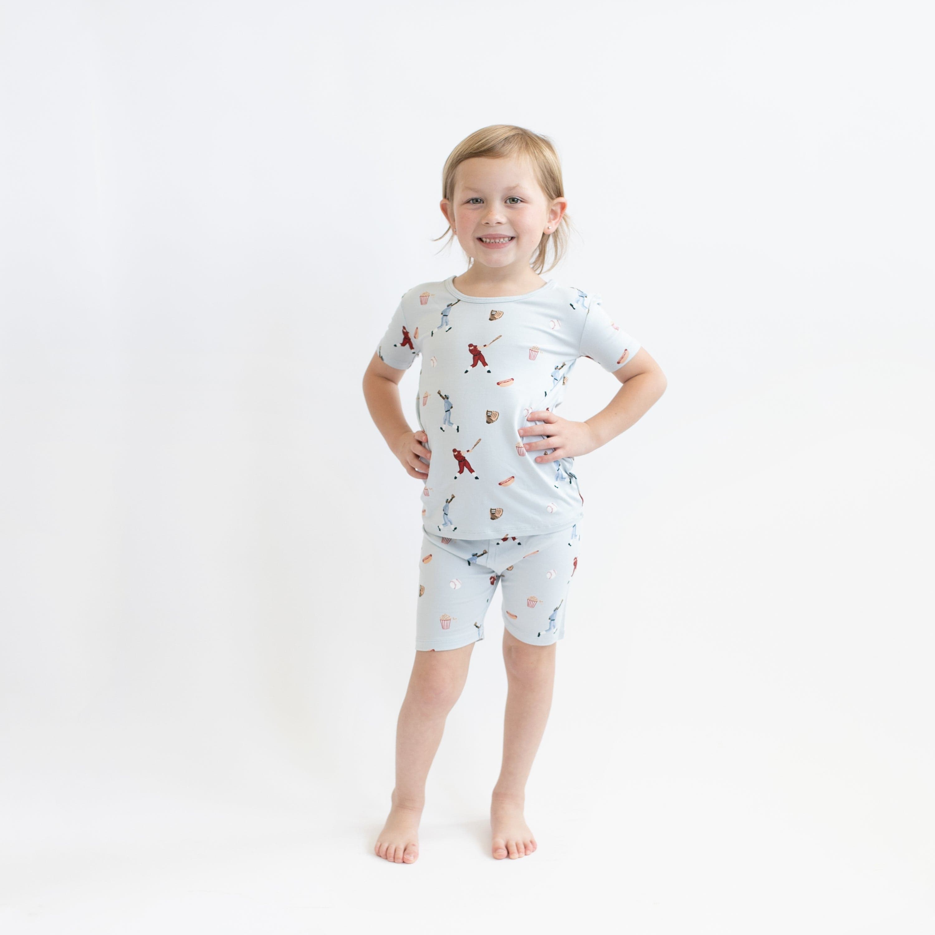 Kyte Baby Short Sleeve Toddler Pajama Set Short Sleeve Pajamas in Vintage Baseball