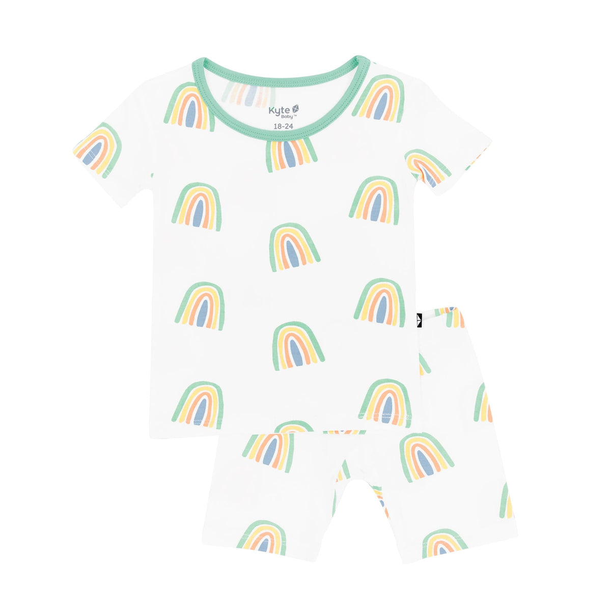 Kyte Baby Short Sleeve Toddler Pajama Set Short Sleeve Pajamas in Wasabi Rainbow