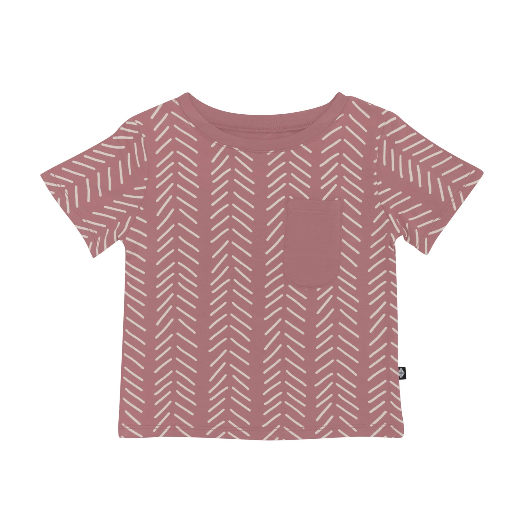 Kyte Baby Short Sleeve Toddler Unisex Tee Toddler Crew Neck Tee in Dusty Rose Herringbone