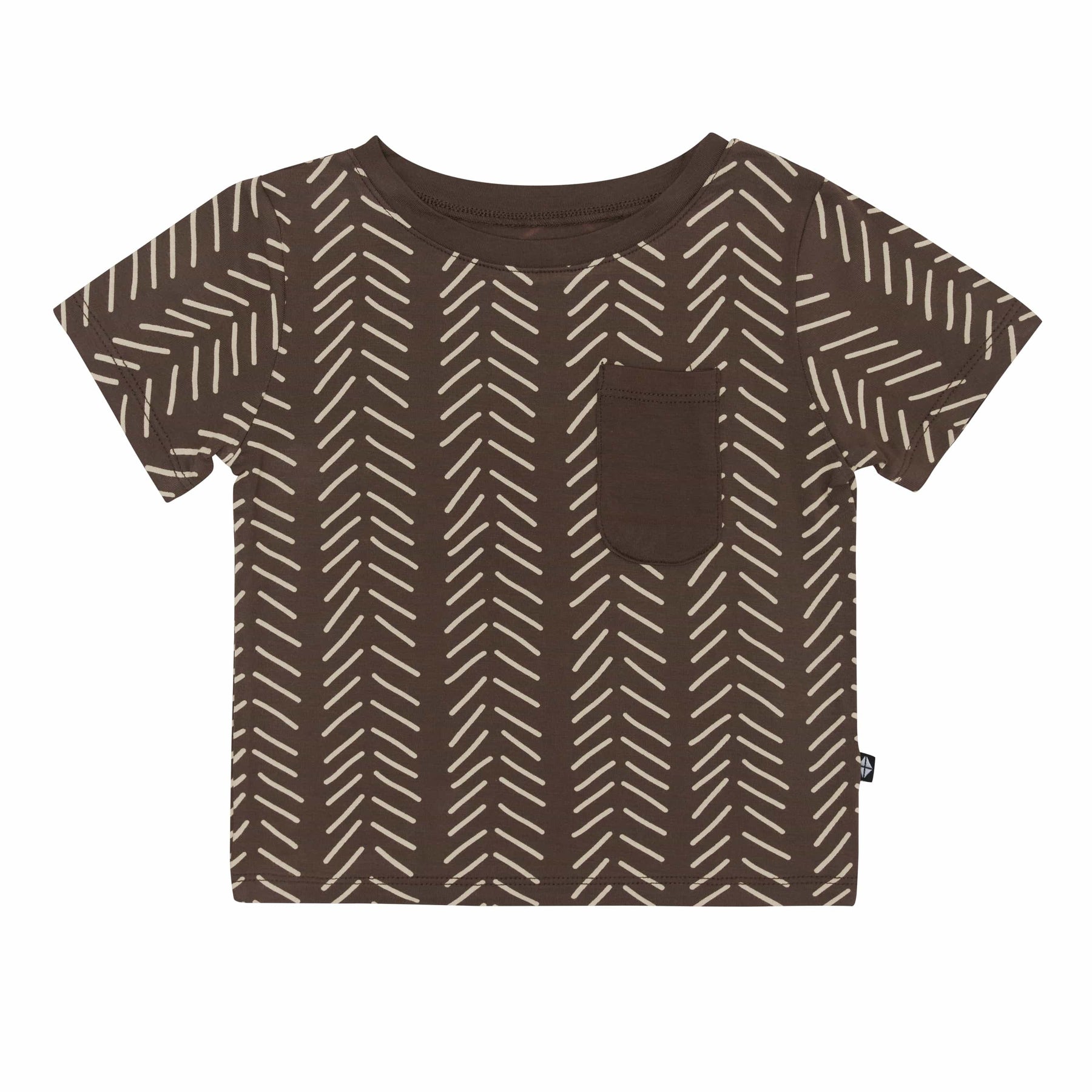 Kyte Baby Short Sleeve Toddler Unisex Tee Toddler Crew Neck Tee in Espresso Herringbone