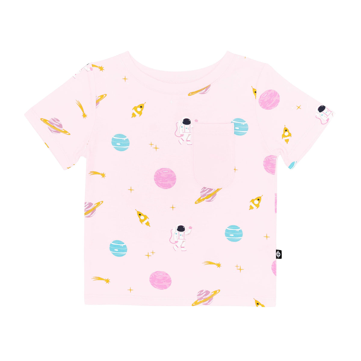 Kyte Baby Short Sleeve Toddler Unisex Tee Toddler Crew Neck Tee in Sakura Space