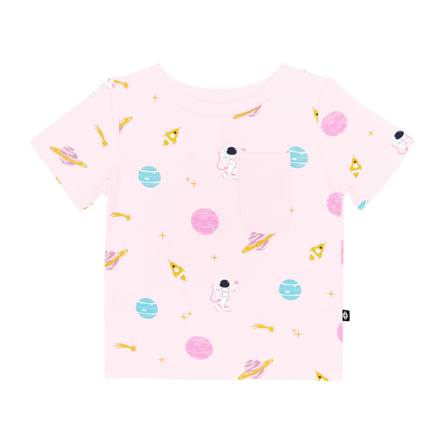 Kyte Baby Short Sleeve Toddler Unisex Tee Toddler Crew Neck Tee in Sakura Space