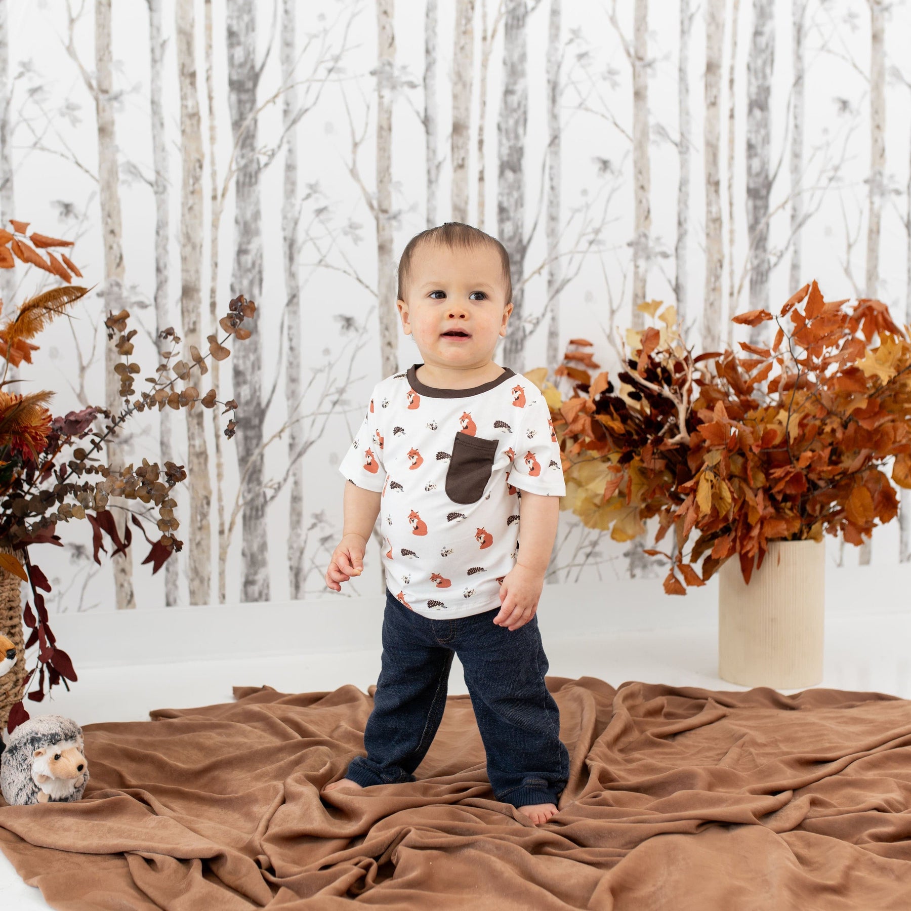 Kyte Baby Short Sleeve Toddler Unisex Tee Toddler Crew Neck Tee in Sienna Woodland