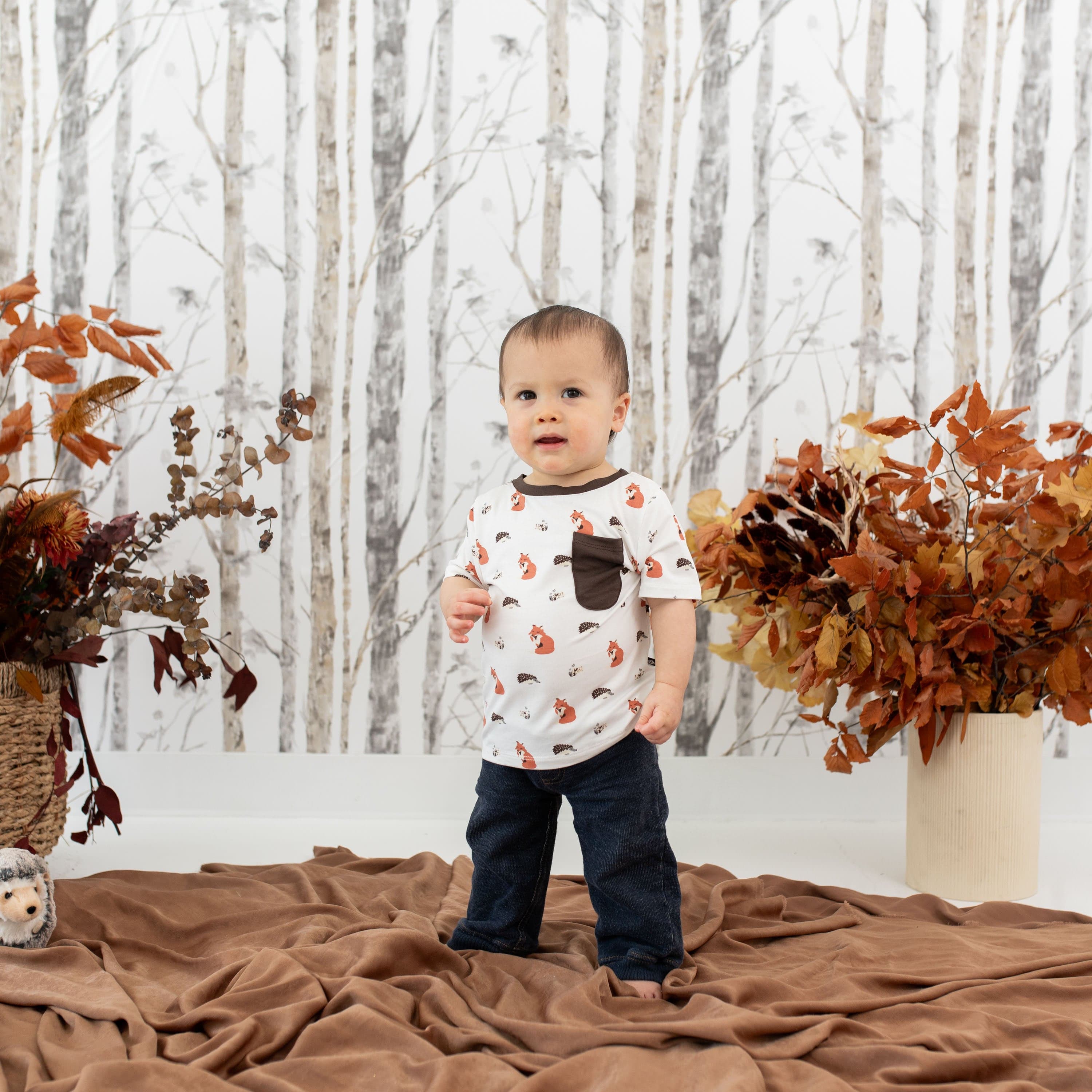 Kyte Baby Short Sleeve Toddler Unisex Tee Toddler Crew Neck Tee in Sienna Woodland