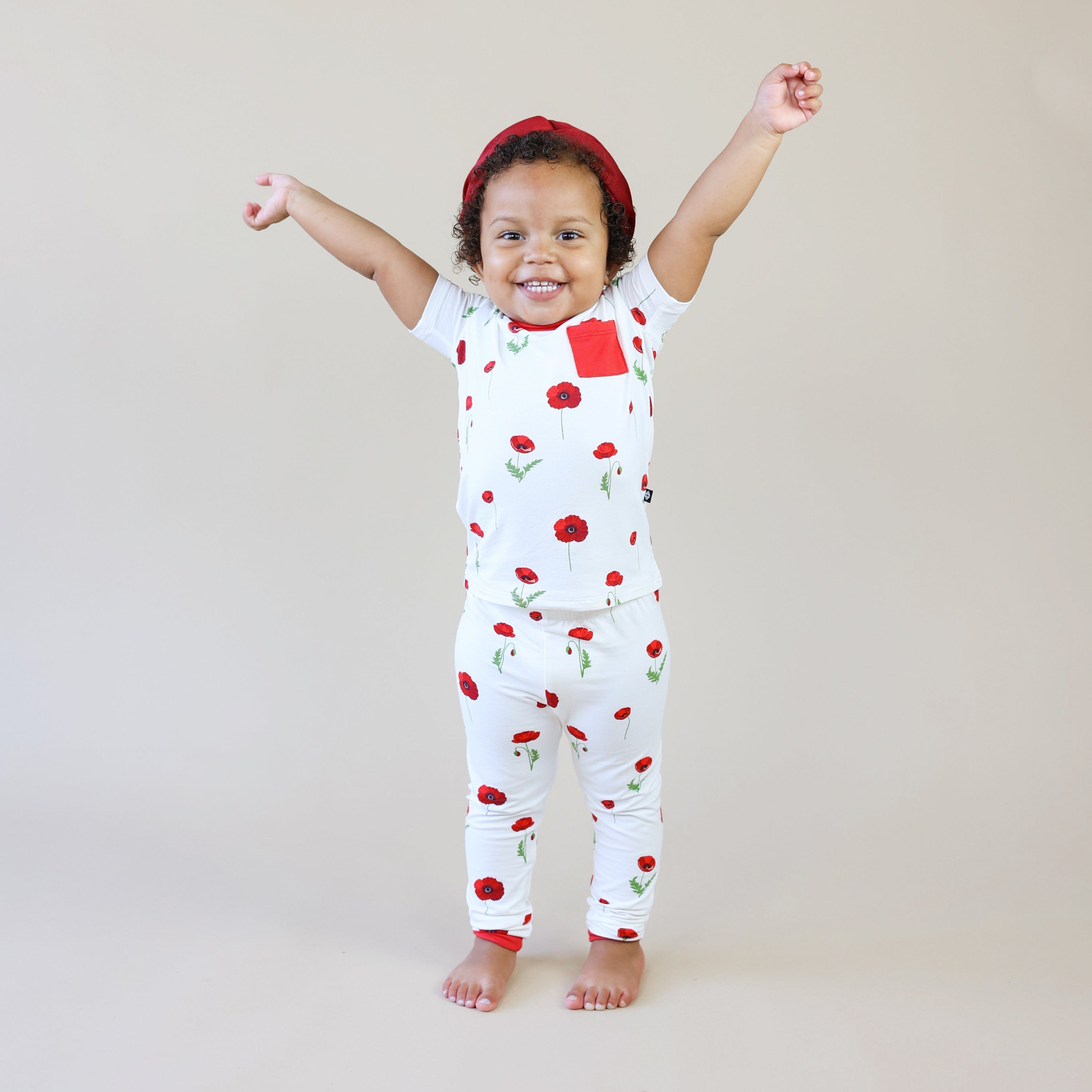 Short Sleeve with Pants Pajamas in Cloud Poppies