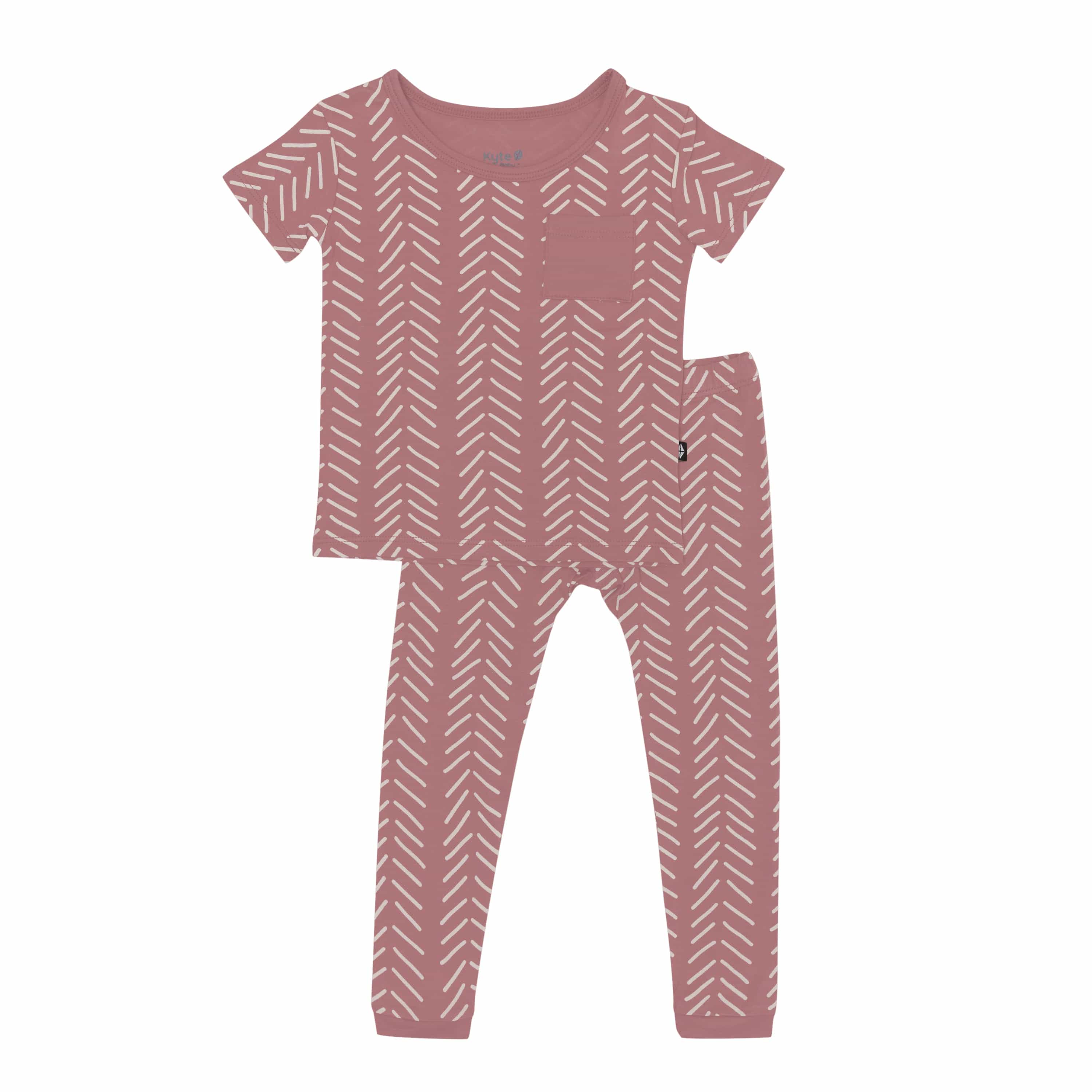 Kyte Baby Short Sleeve with Pants Pajama Short Sleeve with Pants Pajamas in Dusty Rose Herringbone