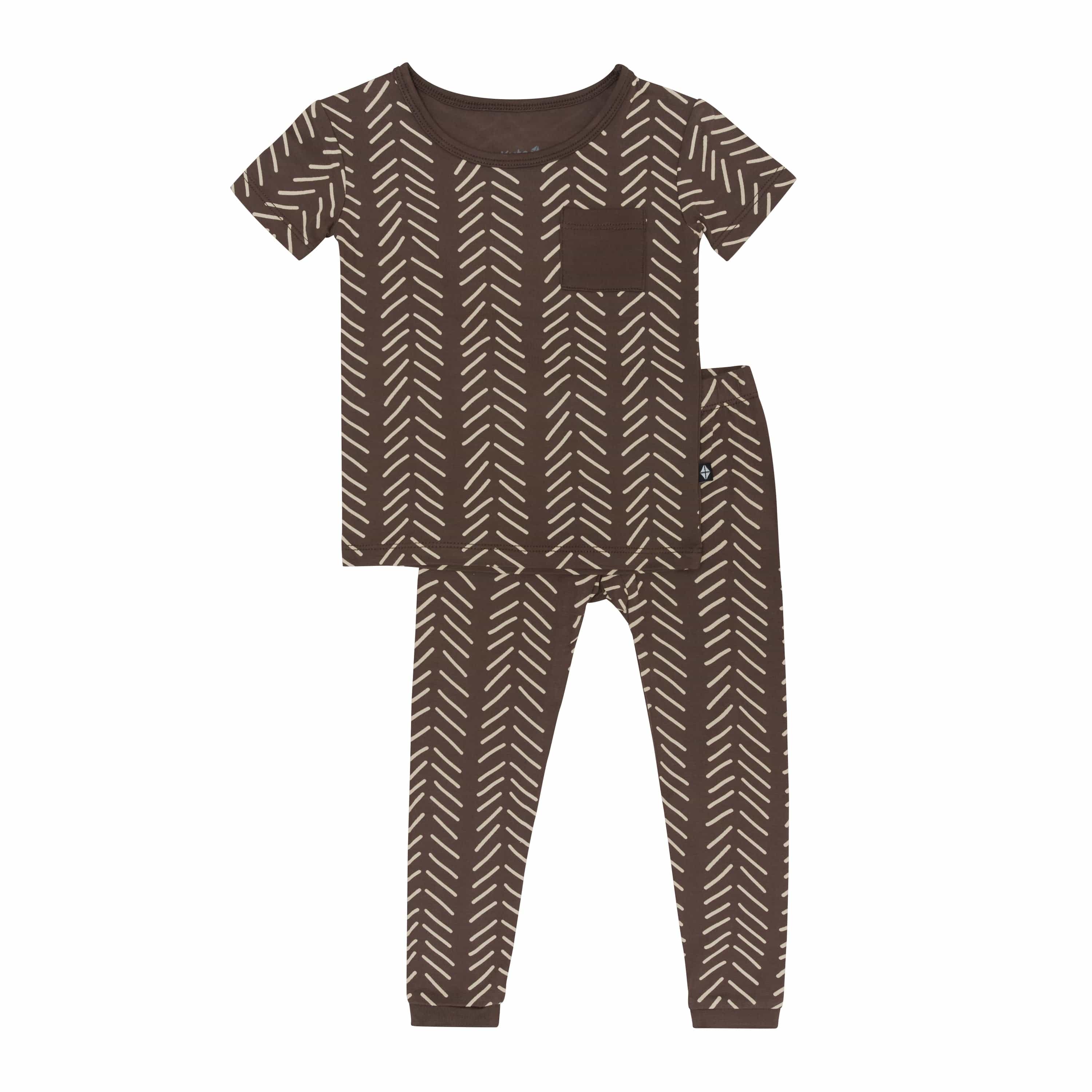 Kyte Baby Short Sleeve with Pants Pajama Short Sleeve with Pants Pajamas in Espresso Herringbone