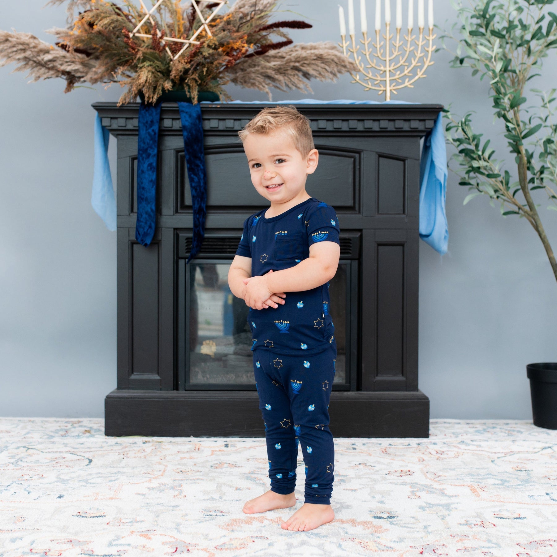 Kyte Baby Short Sleeve with Pants Pajama Short Sleeve with Pants Pajamas in Hanukkah