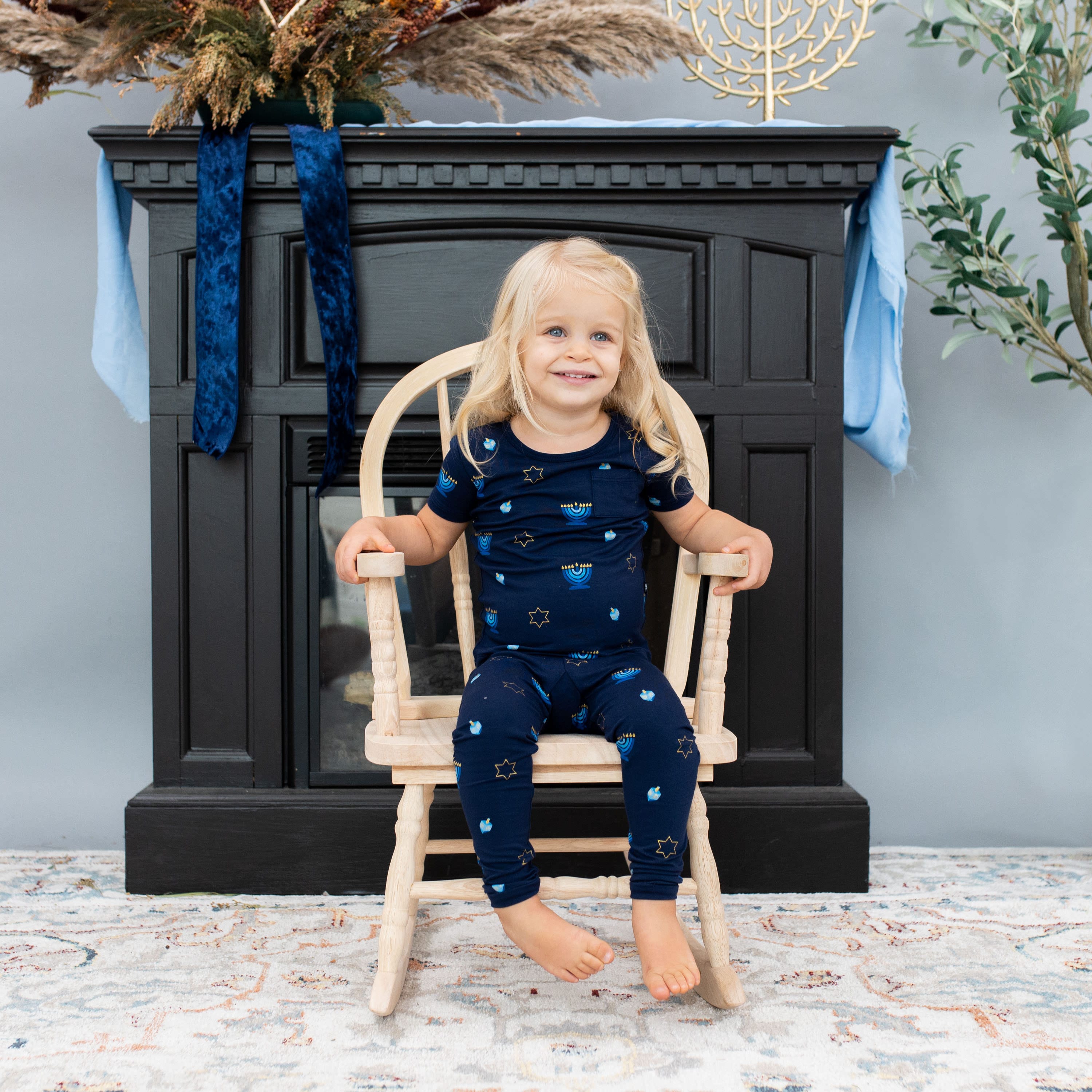 Kyte Baby Short Sleeve with Pants Pajama Short Sleeve with Pants Pajamas in Hanukkah