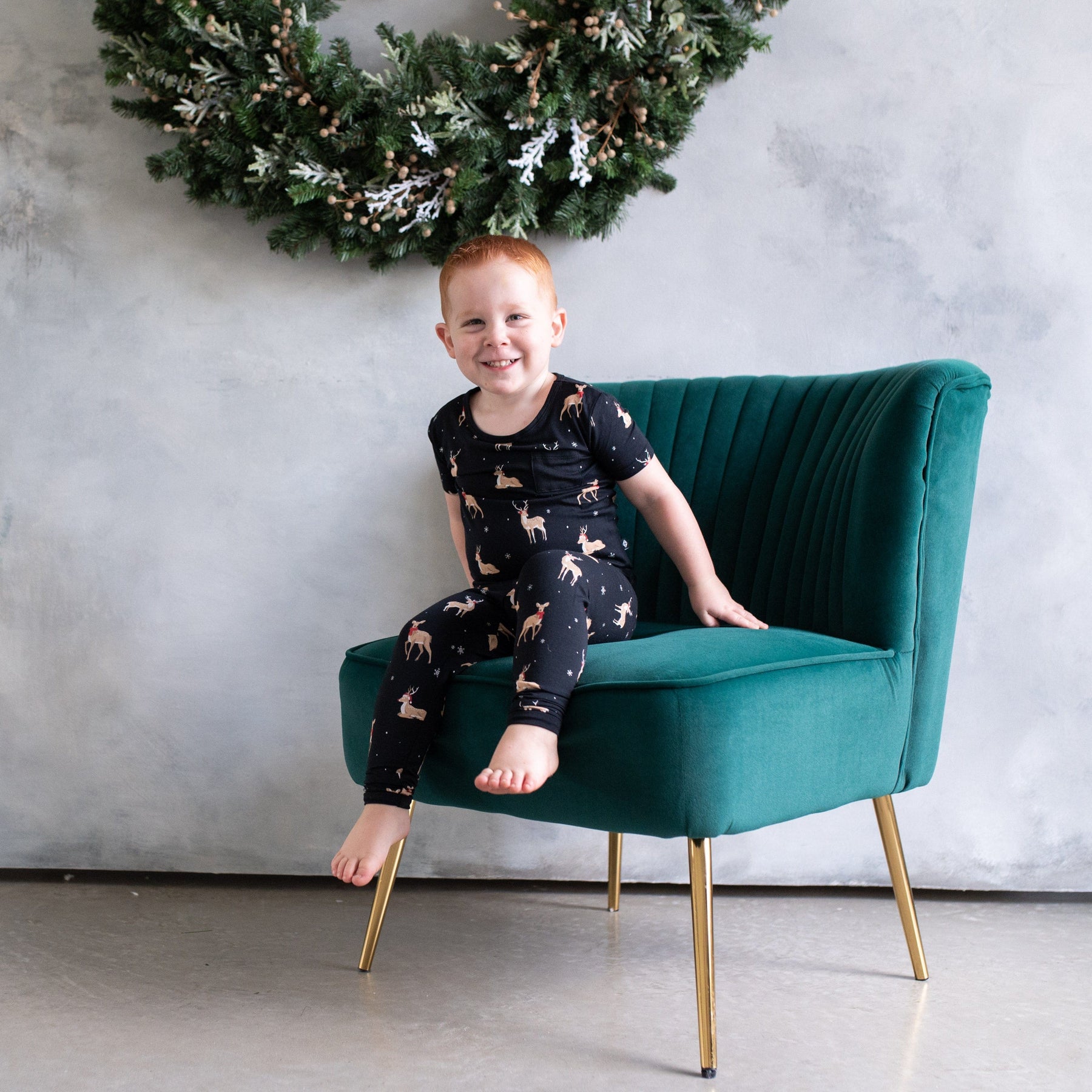 Kyte Baby Short Sleeve with Pants Pajamas Short Sleeve with Pants Pajamas in Midnight Deer