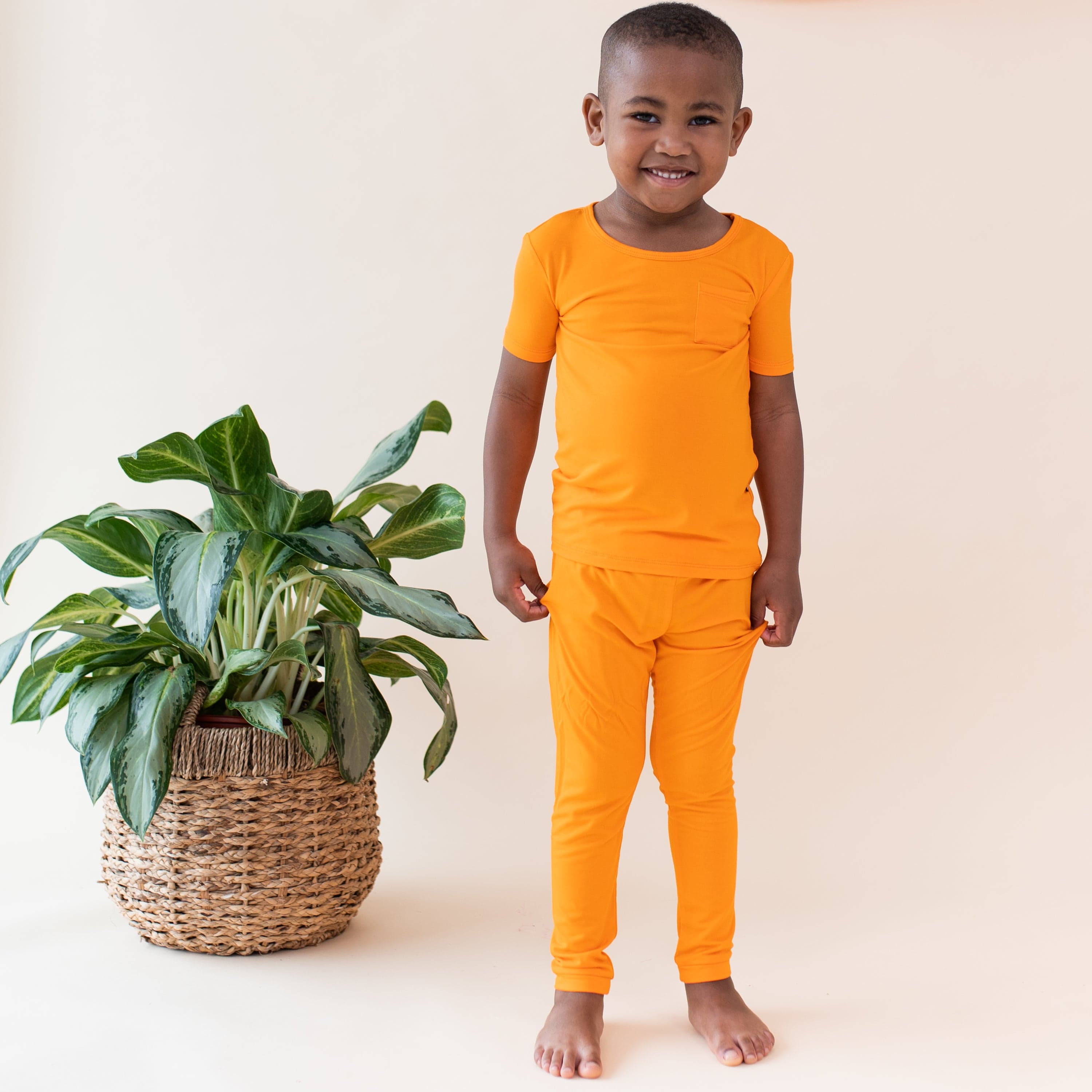 Kyte Baby Short Sleeve with Pants Pajamas Short Sleeve with Pants Pajamas in Tangerine