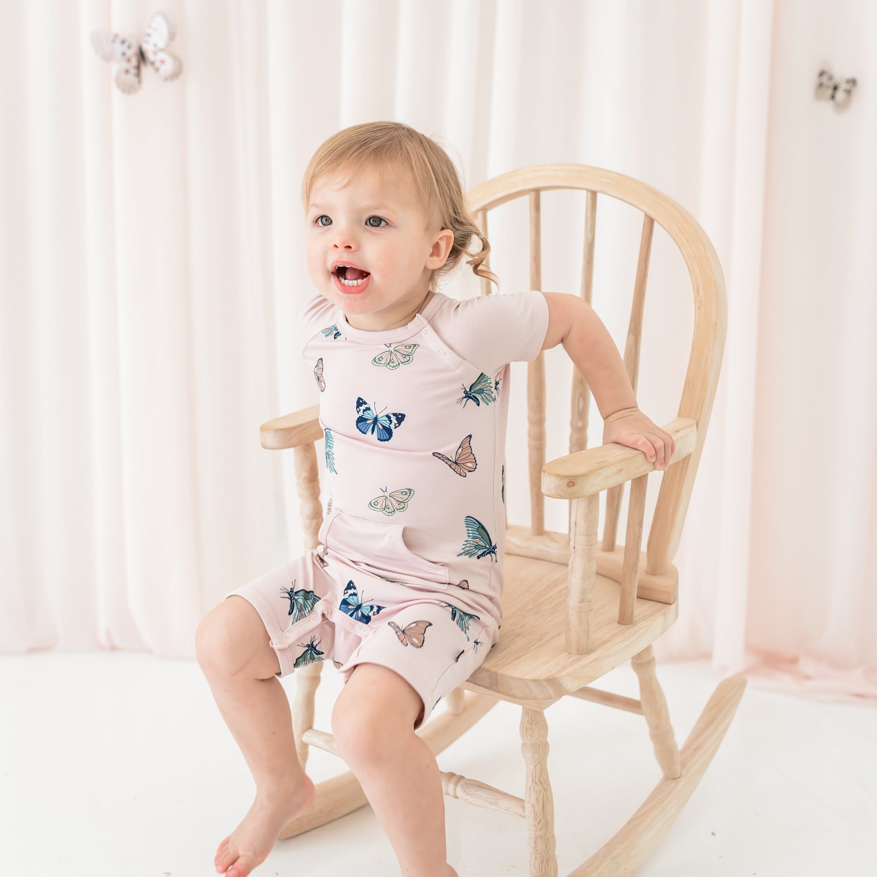 Kyte Baby Shortall Shortall in Blush Butterfly