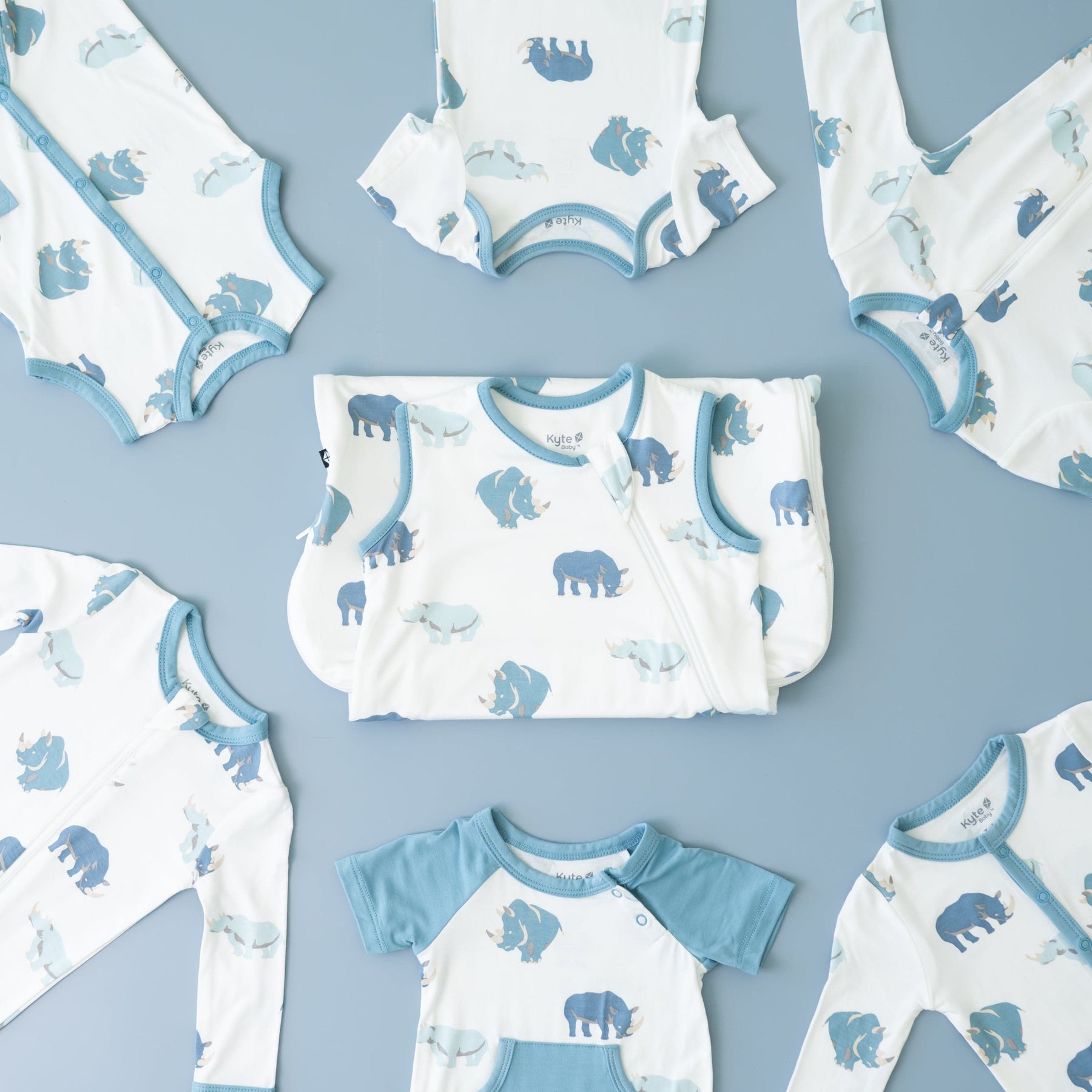 Kyte Baby sleepwear in Rhino pattern