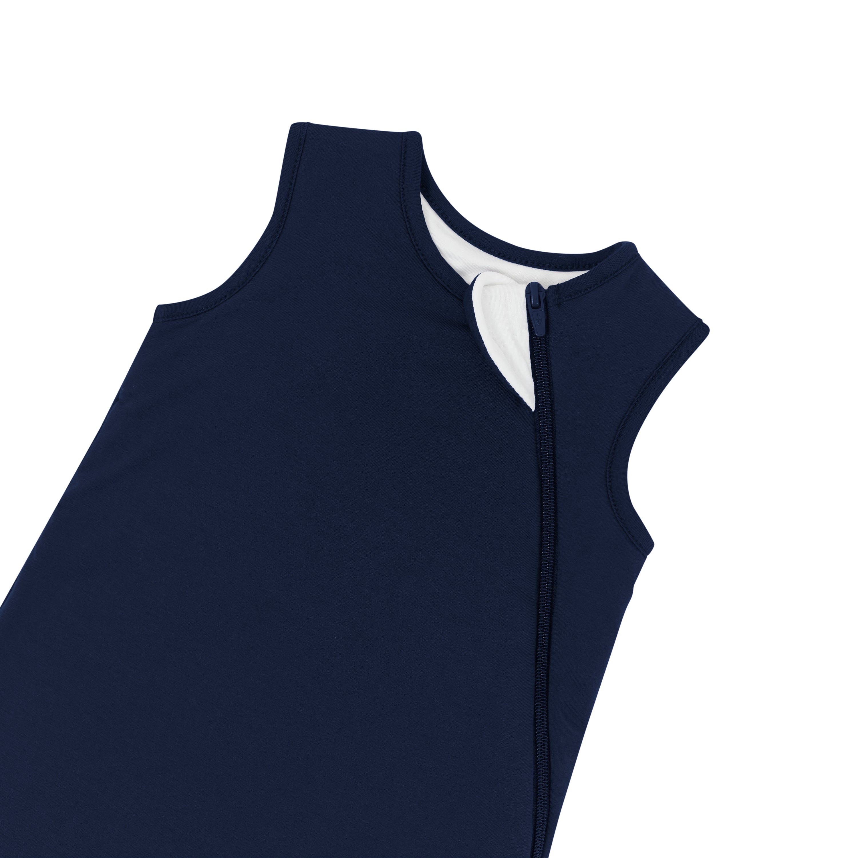 Close up of zipper garage on the Sleep Bag in Navy 1.0