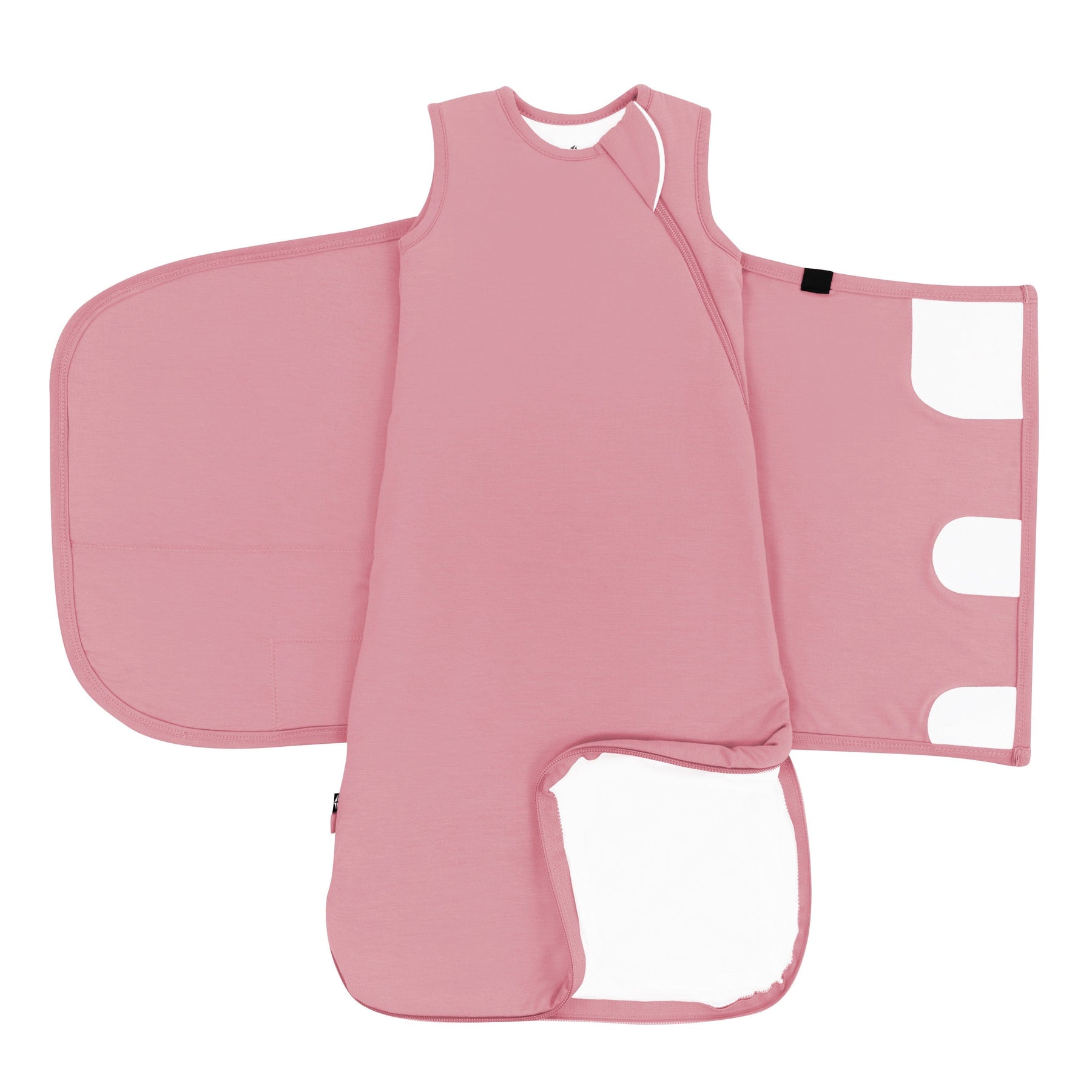 Double zipper on Kyte Baby Sleep Bag Swaddler in Apple Blossom