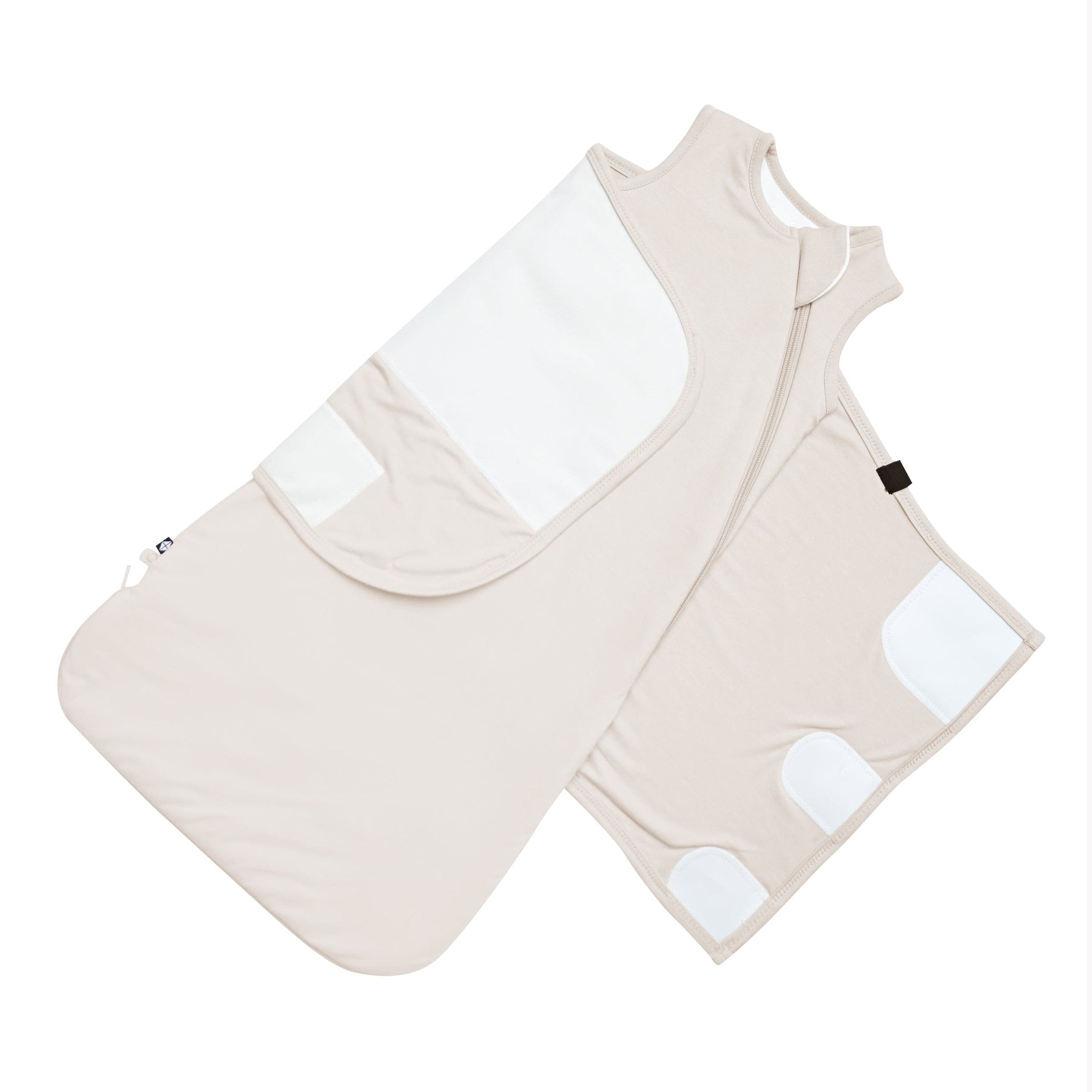 Adjustable Velcro on Kyte Baby Sleep Bag Swaddler in Oat