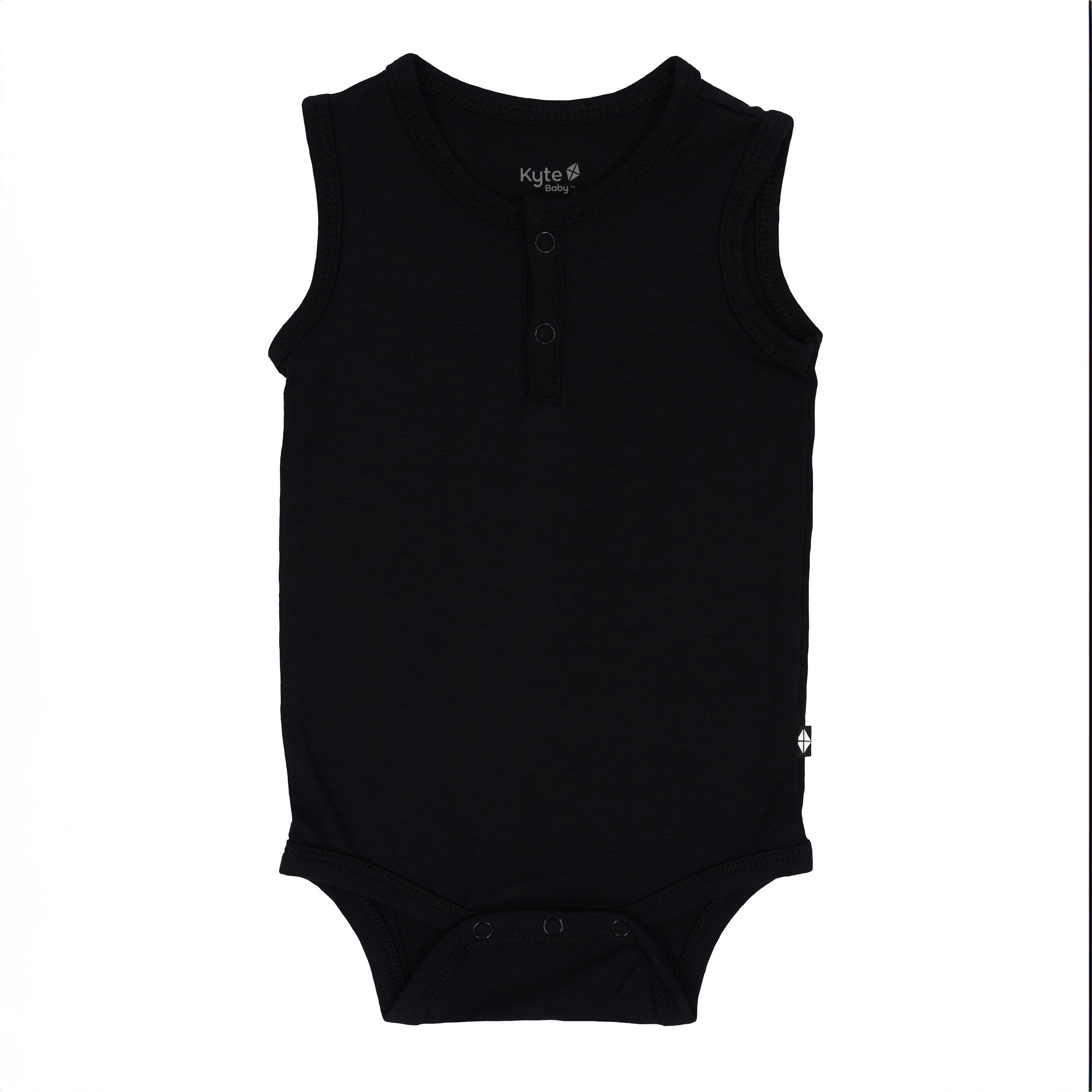 Flat lay of Kyte Baby Sleeveless Bodysuits in Midnight