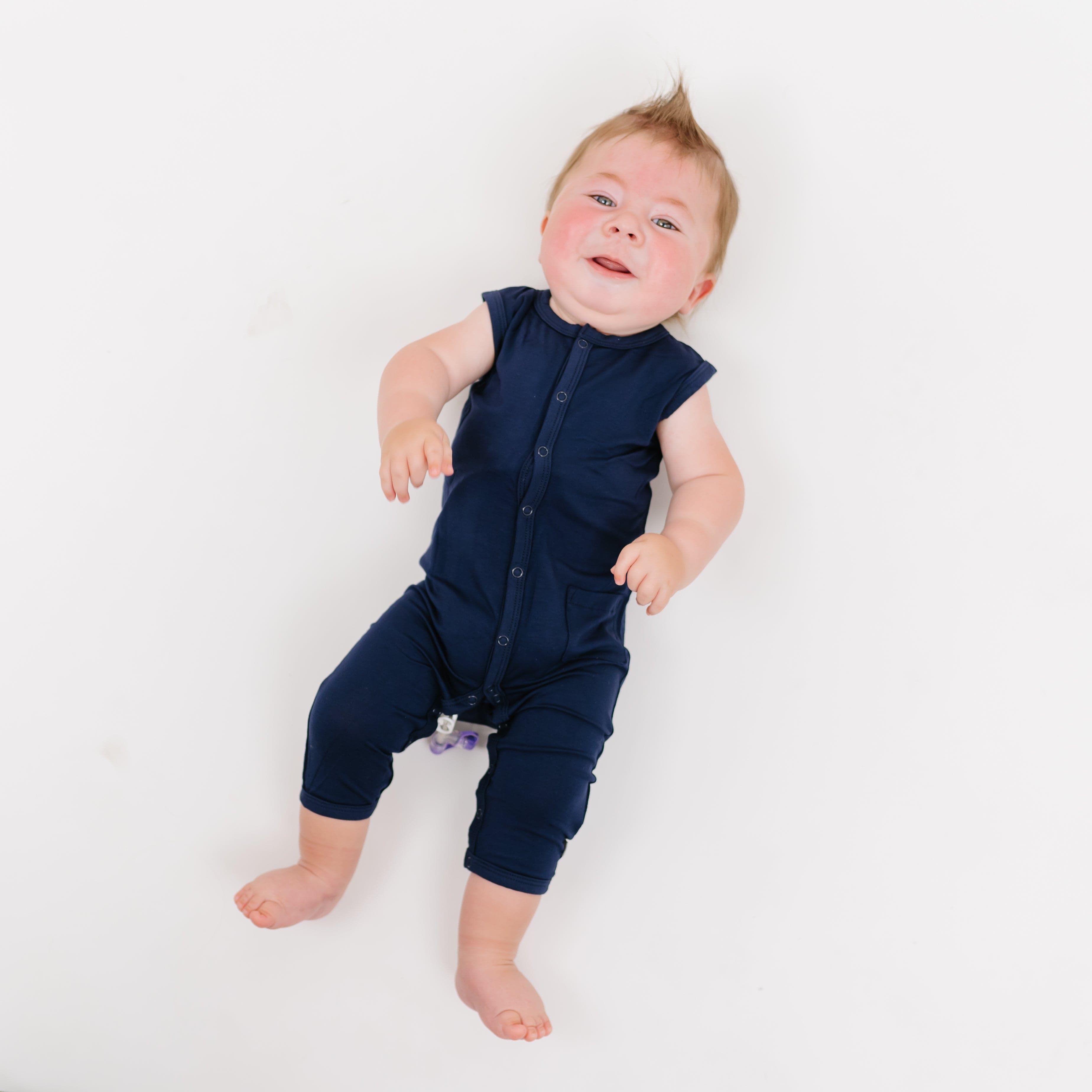 Kyte Baby Sleeveless Snap Romper Sleeveless Romper in Navy