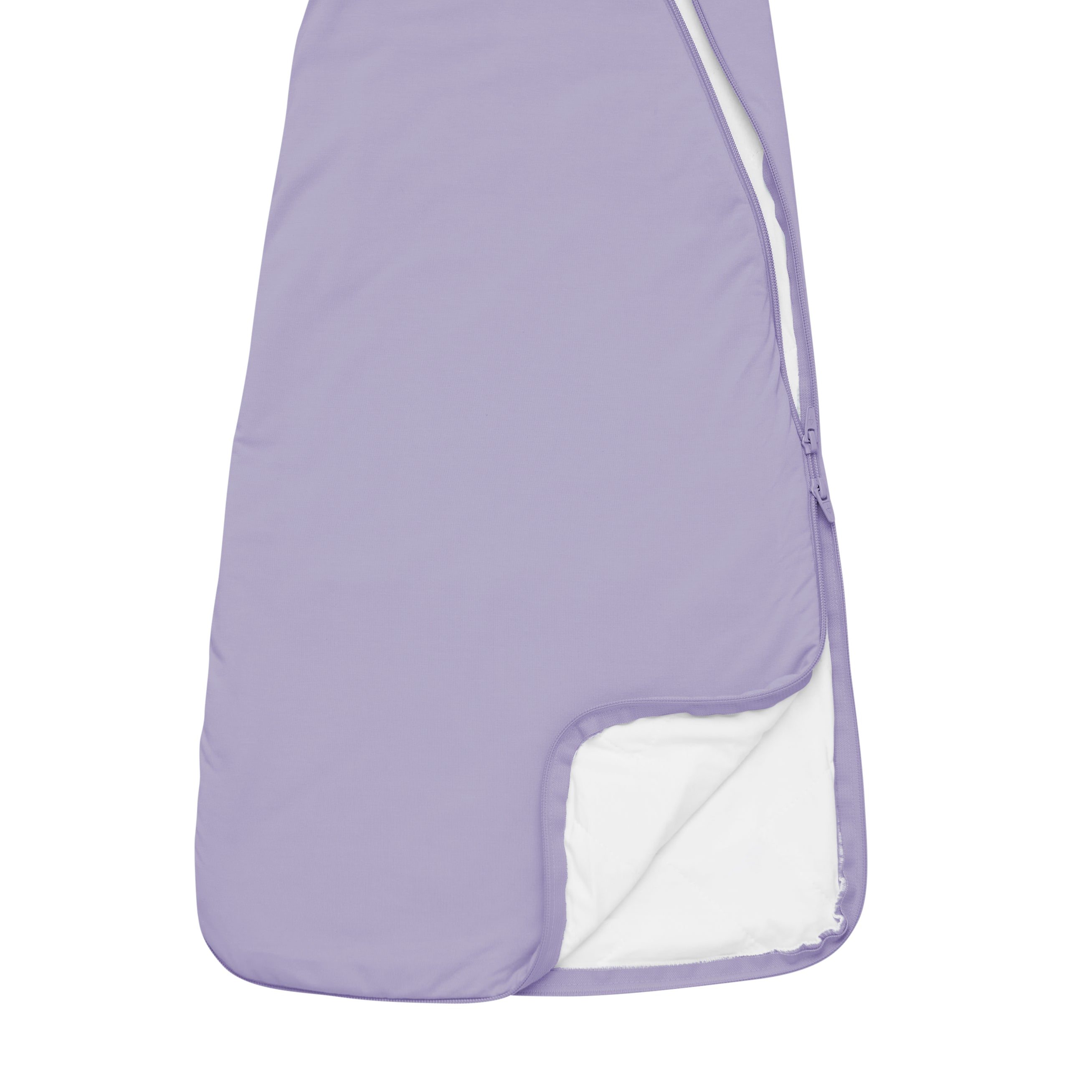 Double zipper on Kyte Baby Slumber Bag in Taro